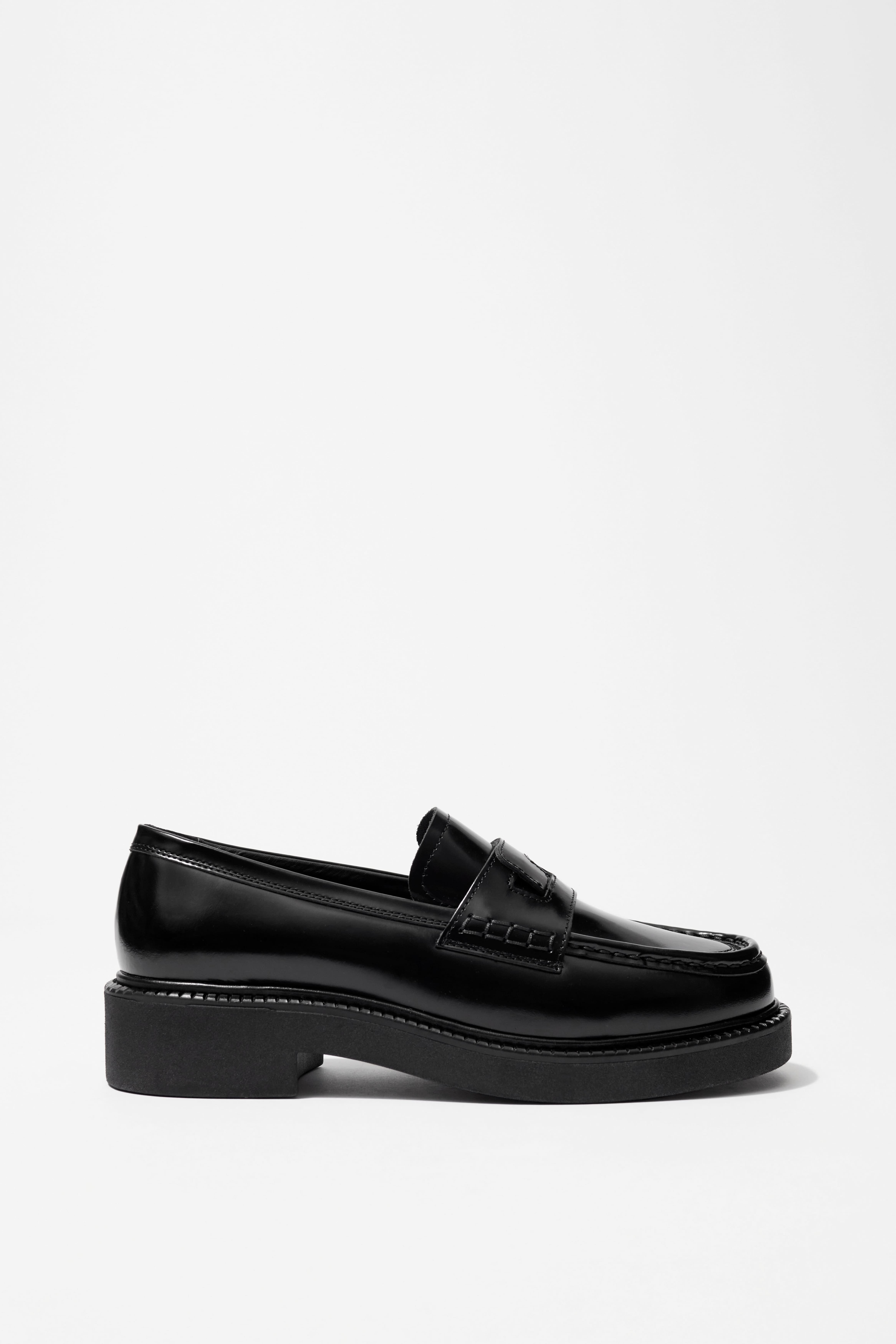 Leren loafers met dikke zool - Zwart - DAMES | H\u0026M NL