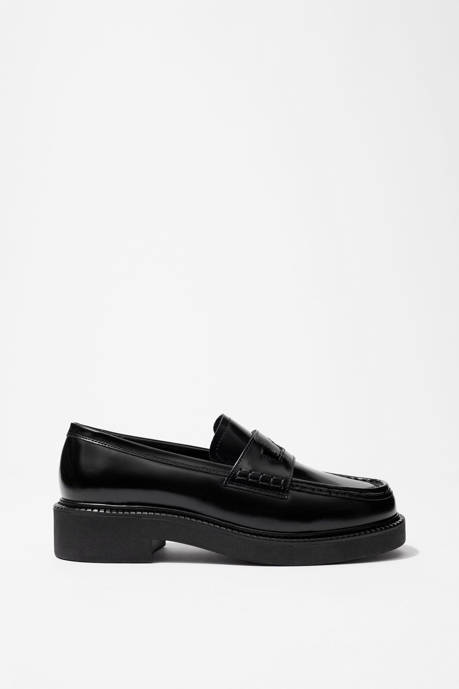 Chunky Leather Loafers - Black/Red - 2