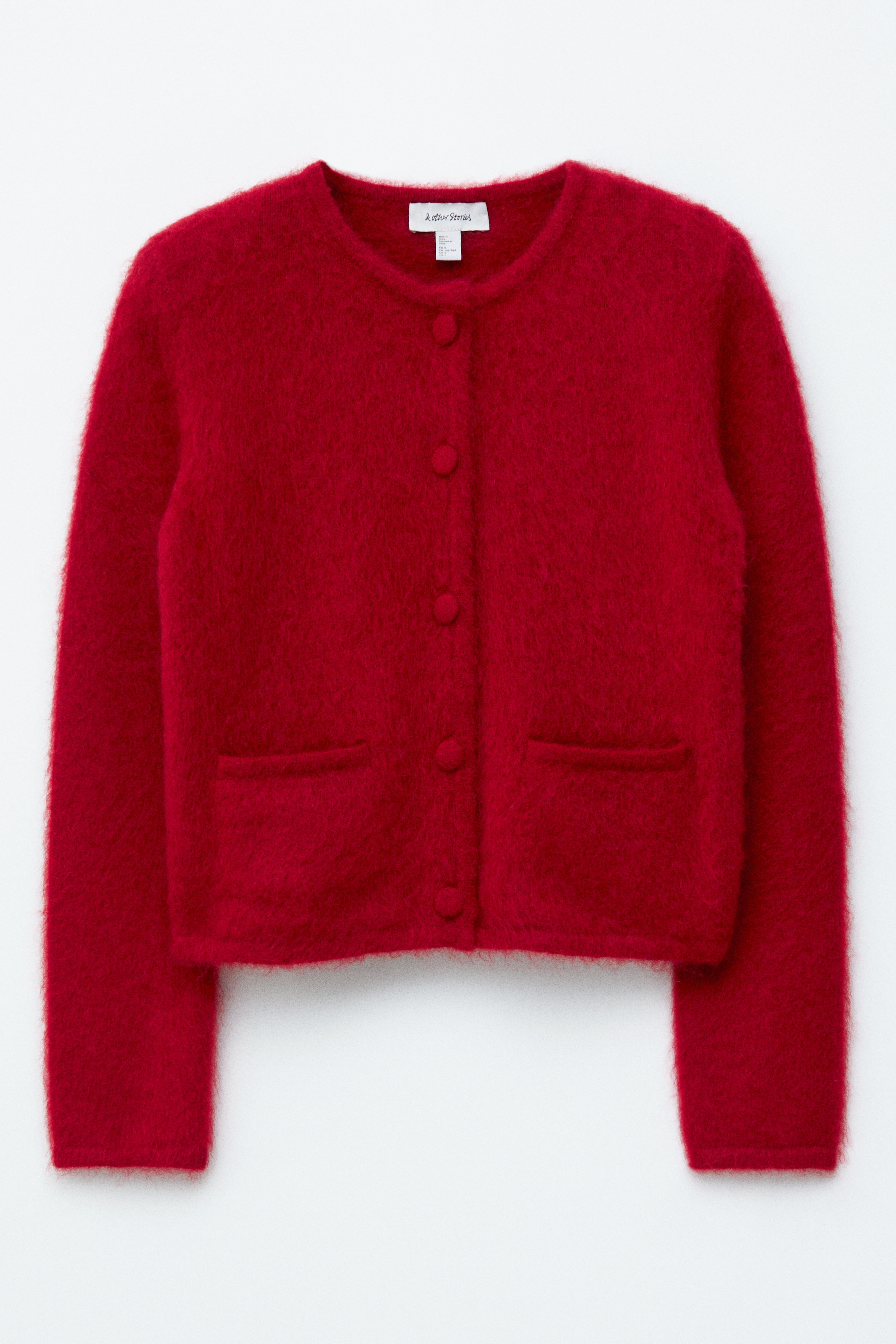 Strickjacke aus einer gebürsteten Mohairmischung - Rot