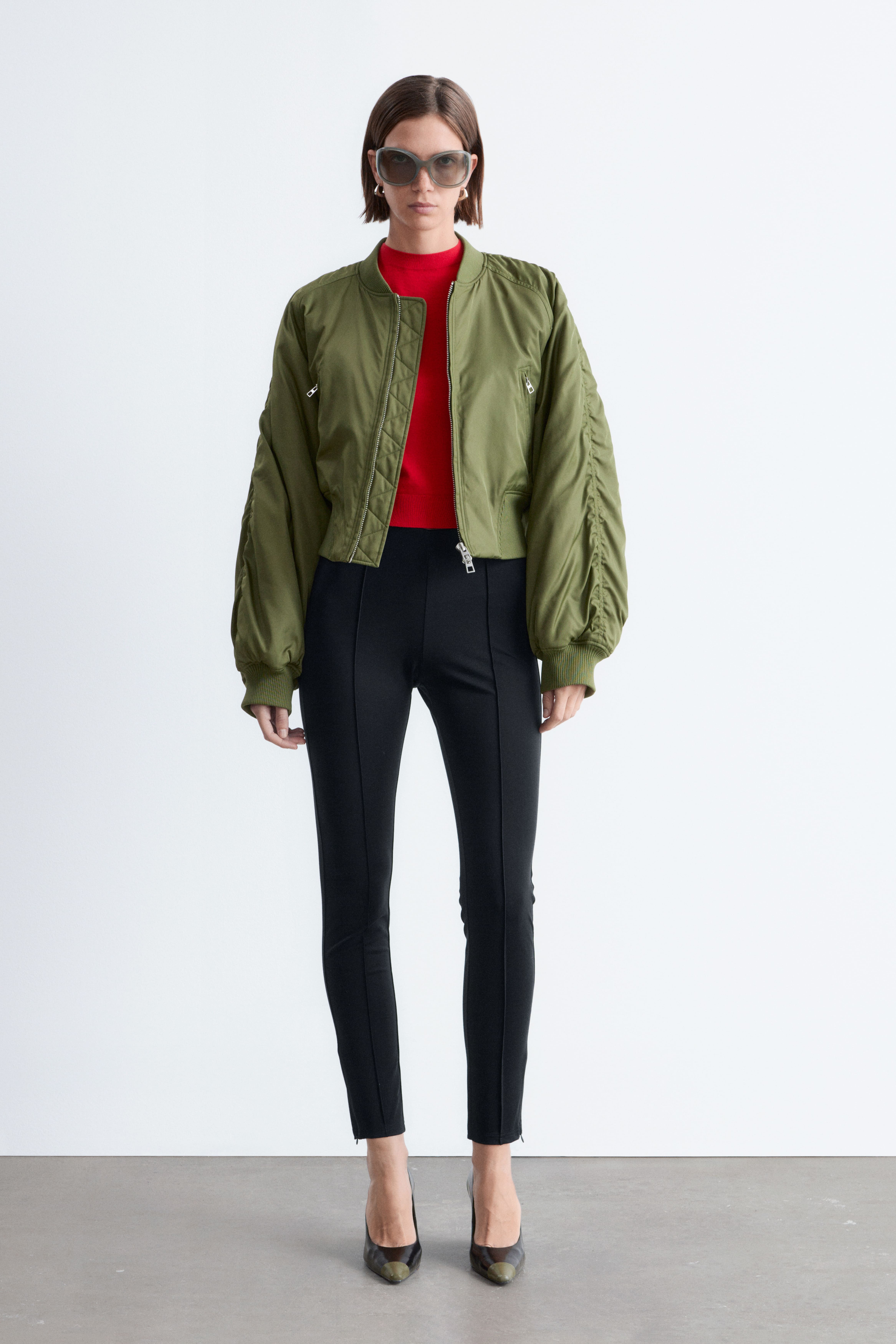 Jersey-leggings med biselæg - Sort