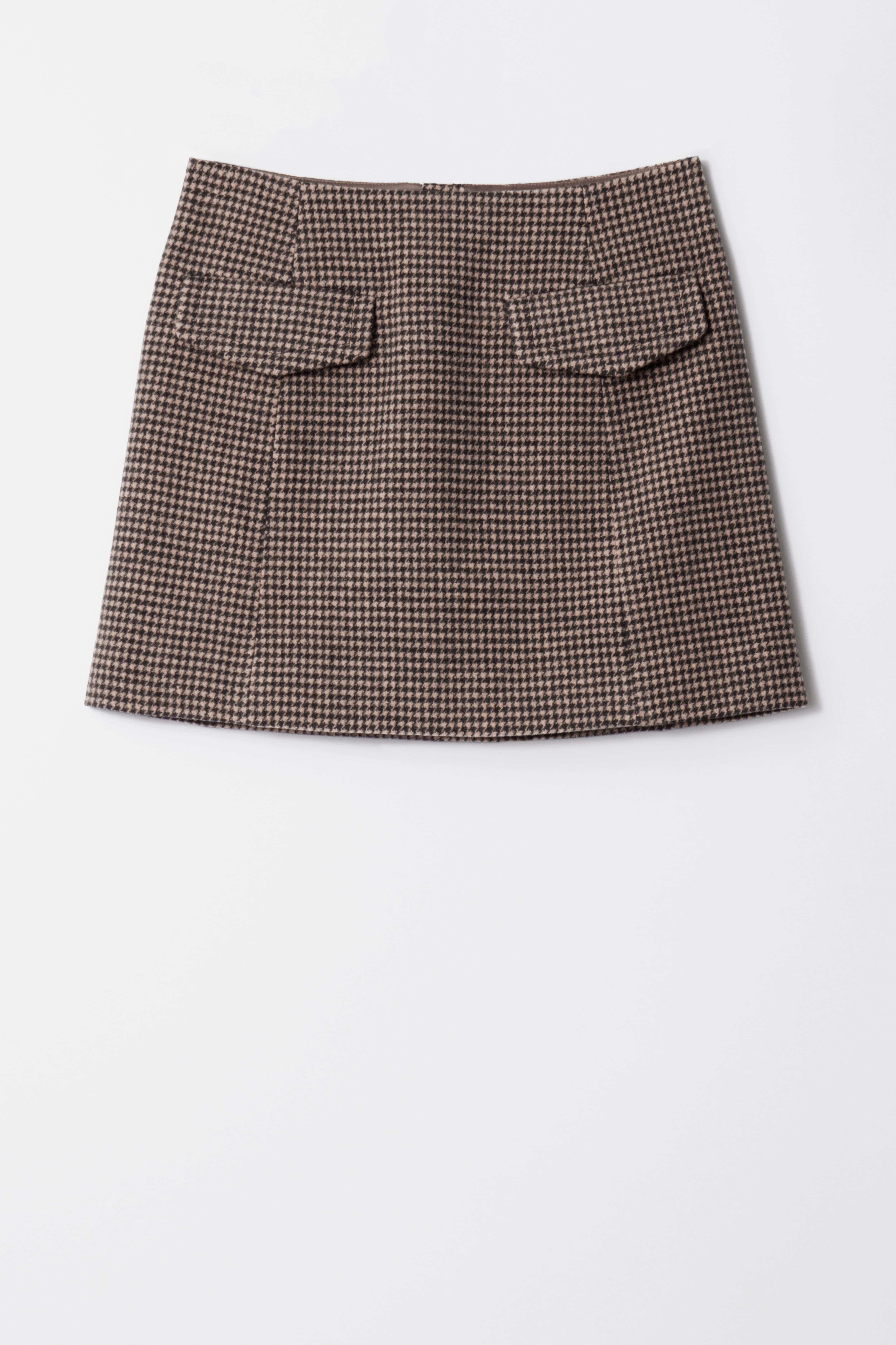 Minirok met klepzakken - Bruin pied-de-poule