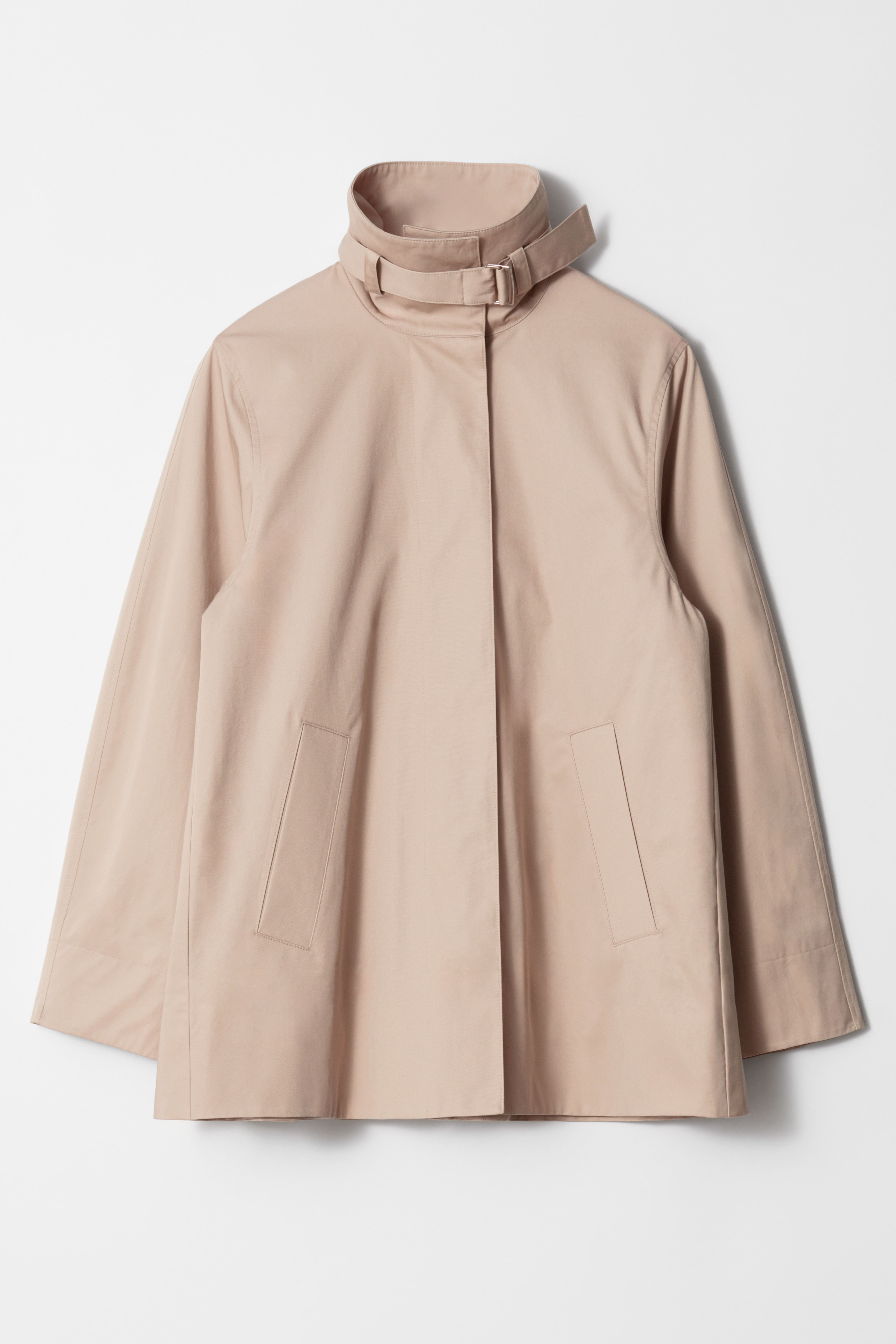 A-linje trakthalsjakke - Beige/Mørk blå/Khakigrønn