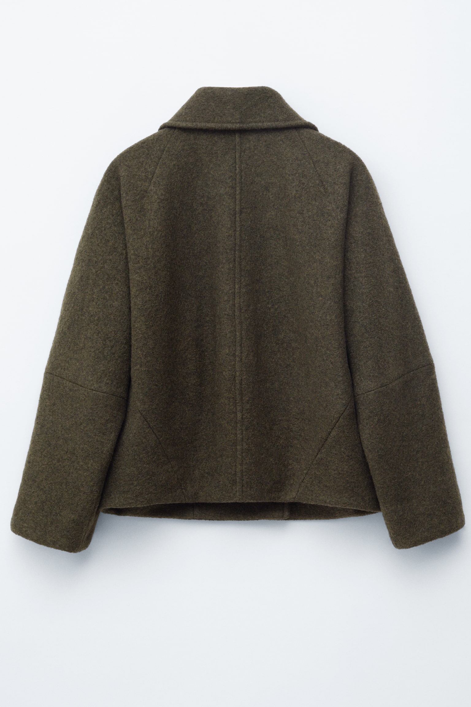 Jachetă supradimensionată din lână - Verde Kaki Închis/Negru - 5