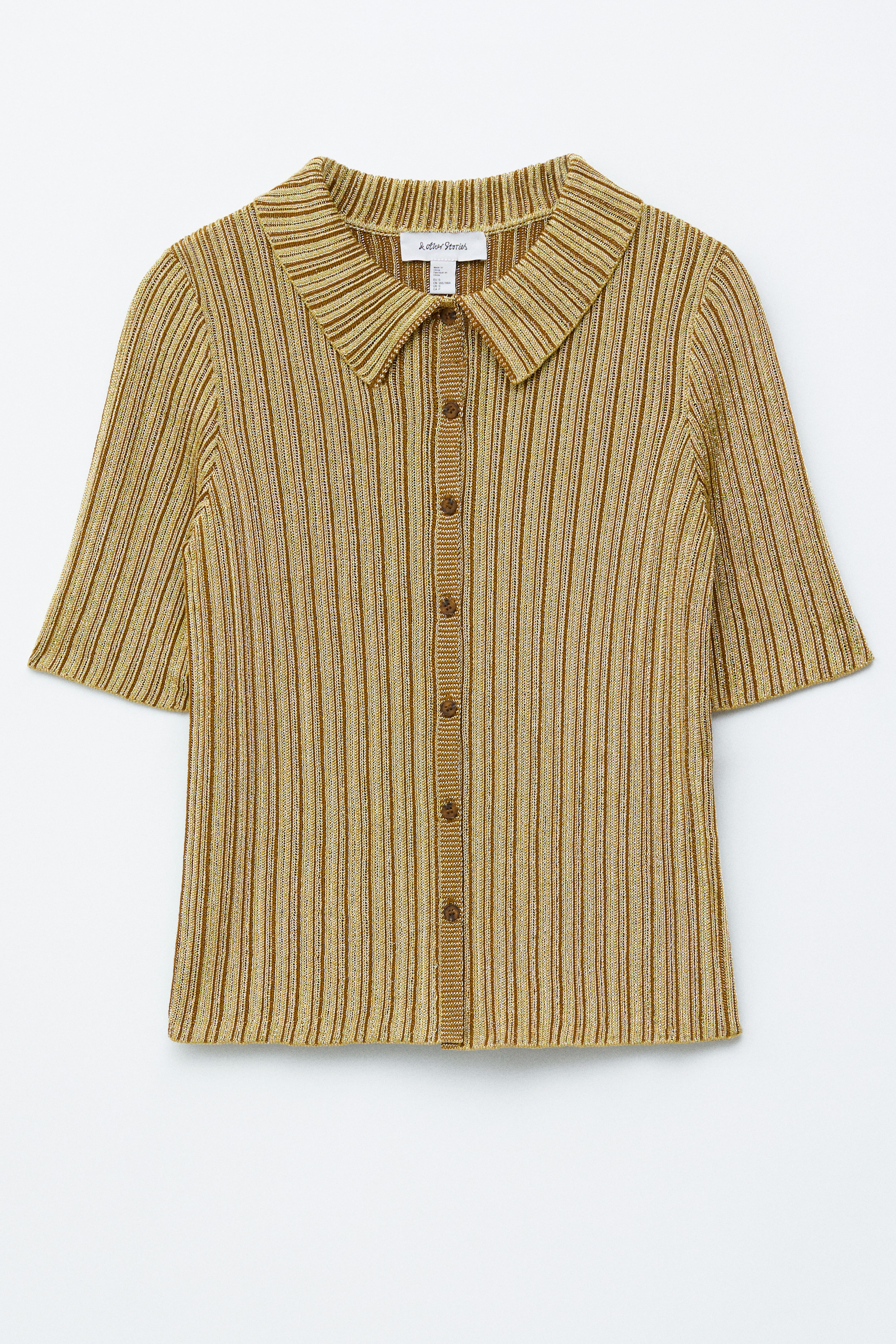 Ribgebreide lurex top - Beige