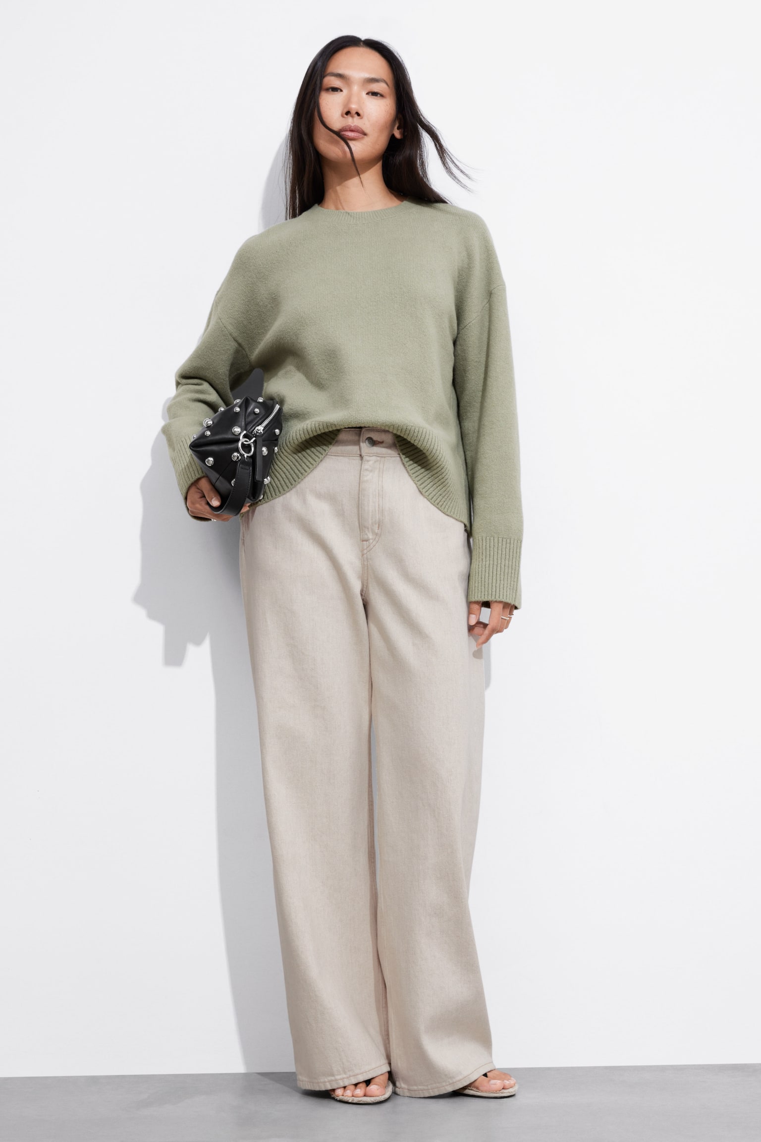 Relaxed Knit Jumper - Khaki/White/Red/Black/Pale Green/Green/Grey Melange/Navy/Bright Blue/Mole/Dark Green/Bright Pink/Mint - 3