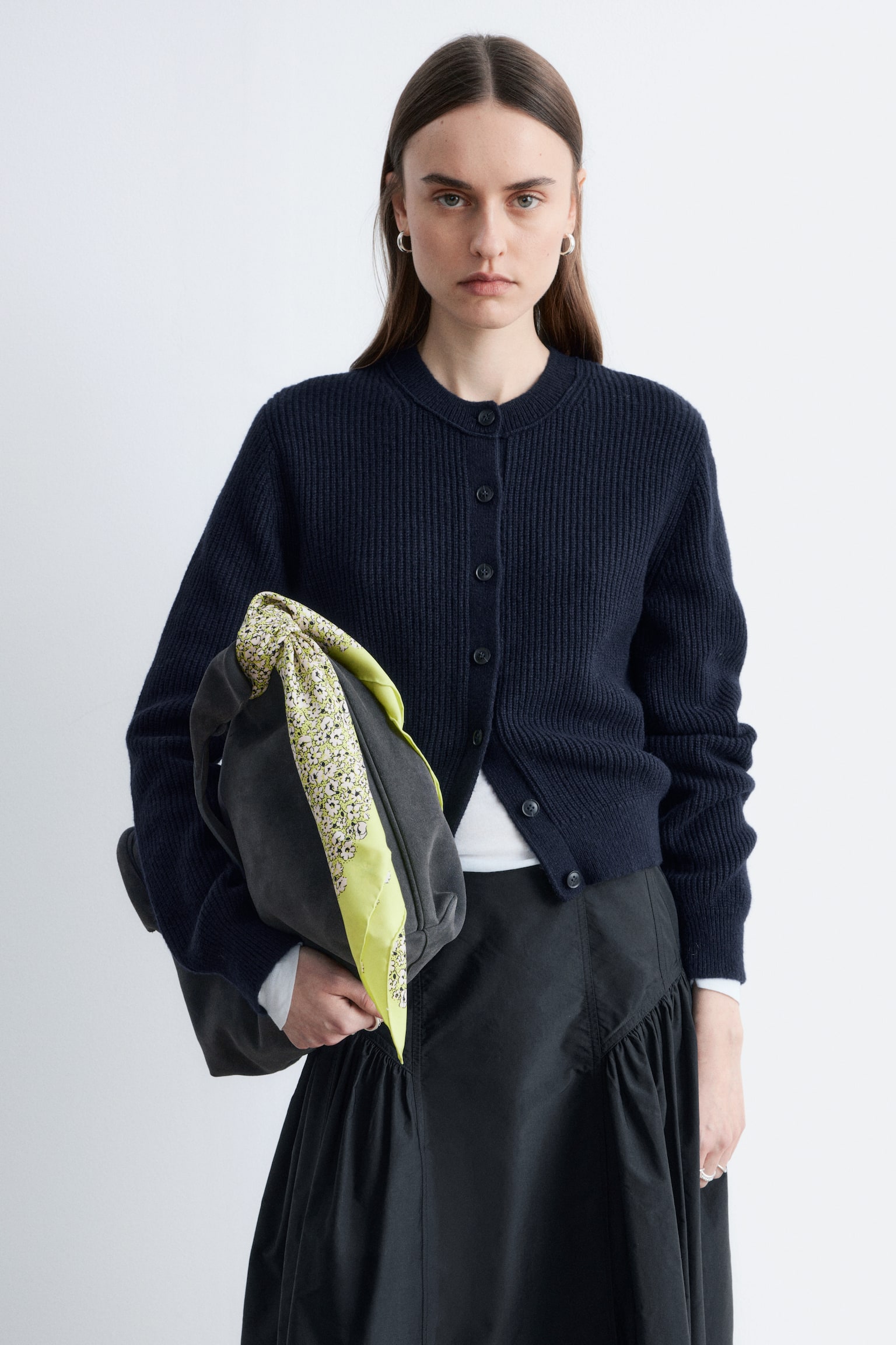 Cardigan en maille côtelée - Bleu marine/Gris chiné/Vert - 1