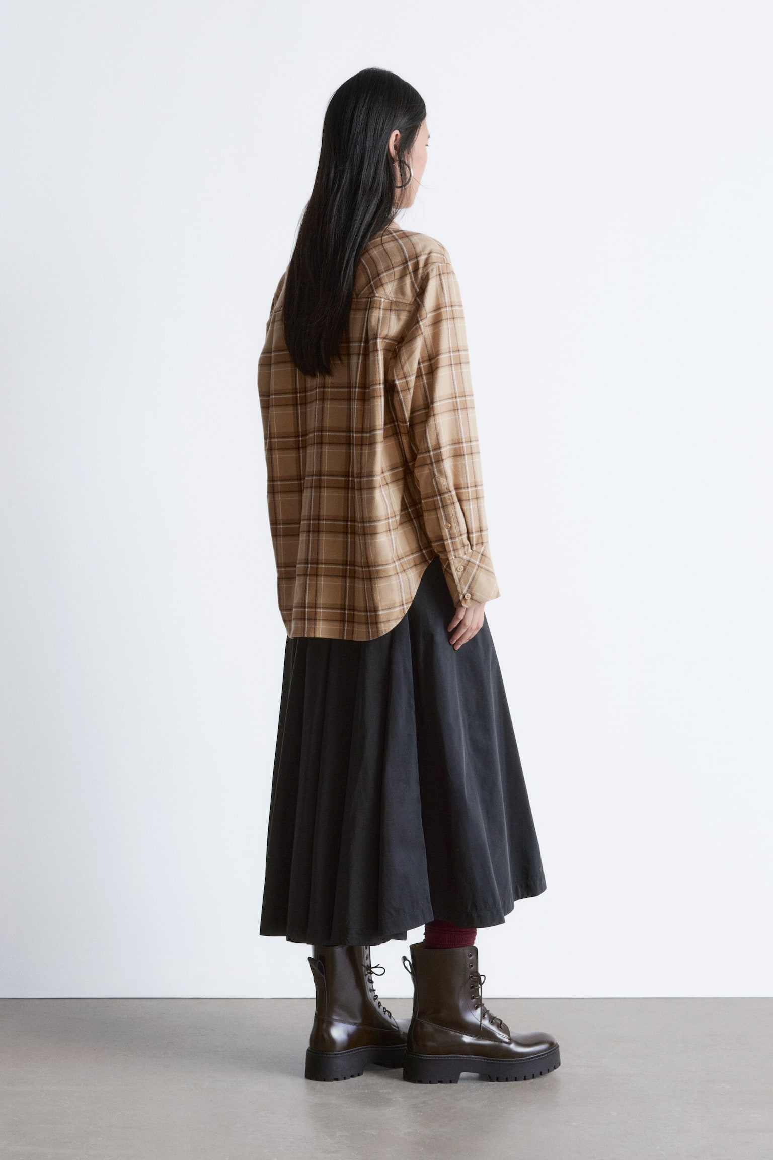 Oversized skjorta - Beige/rutig - 4