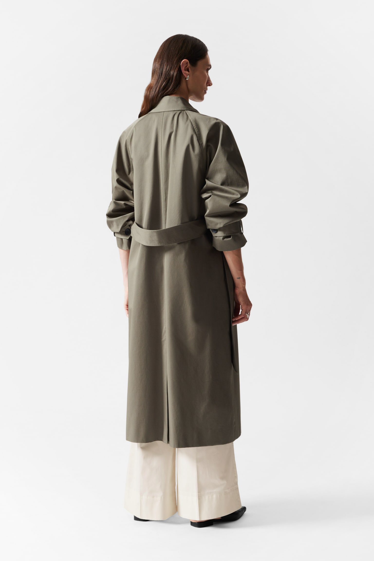 Single-Breasted Trench Coat - Khaki - 7