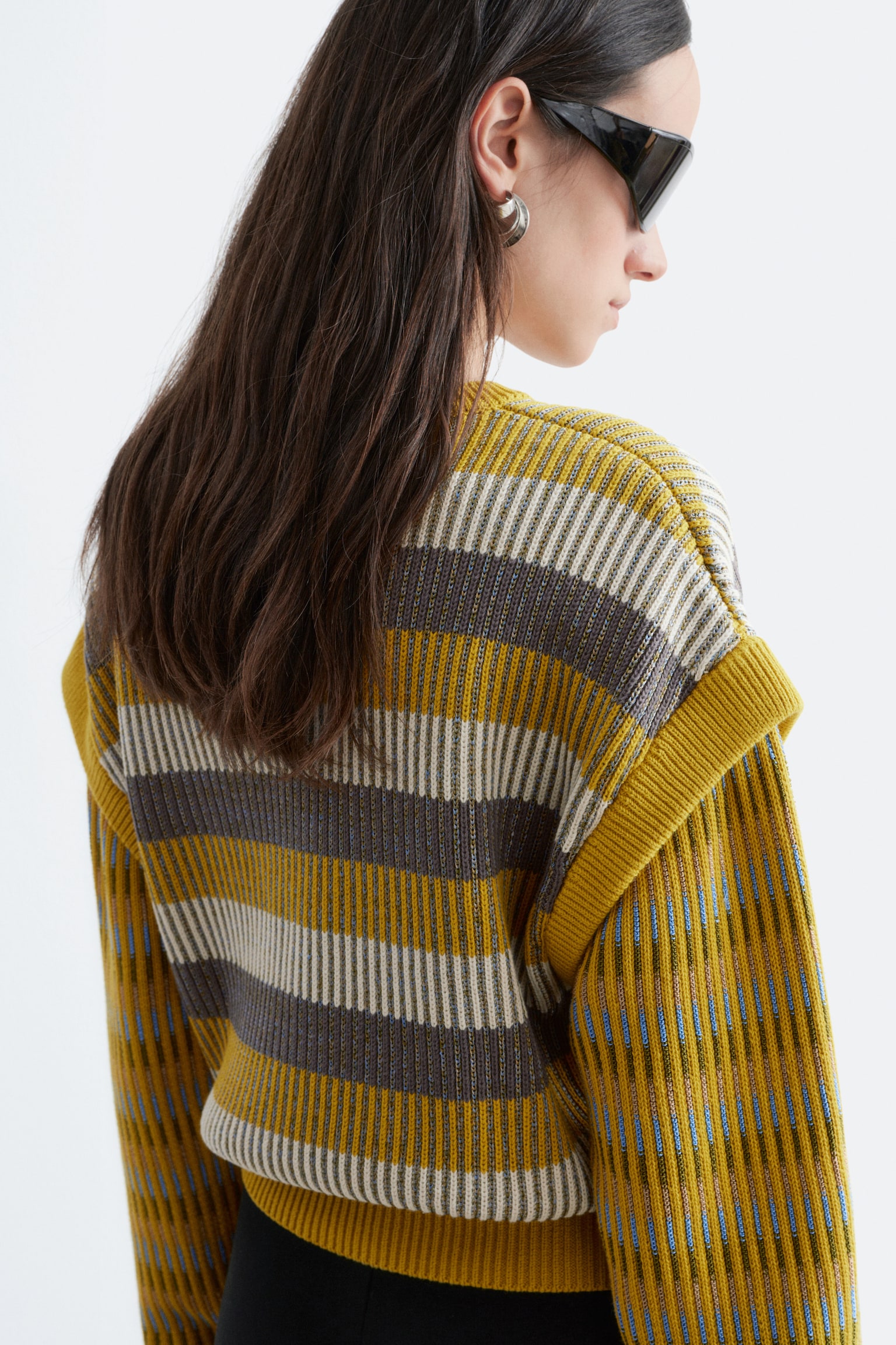 Maglione a pannelli con motivo a righe - Righe giallo/grigio/Beige/Righe multicolore - 4
