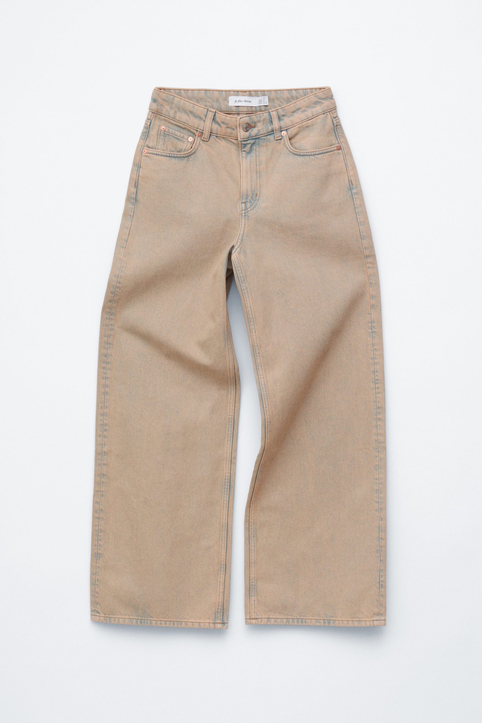 Jeans mit weitem Bein - Verwaschenes Beige/Rostbraun/Khaki - 2