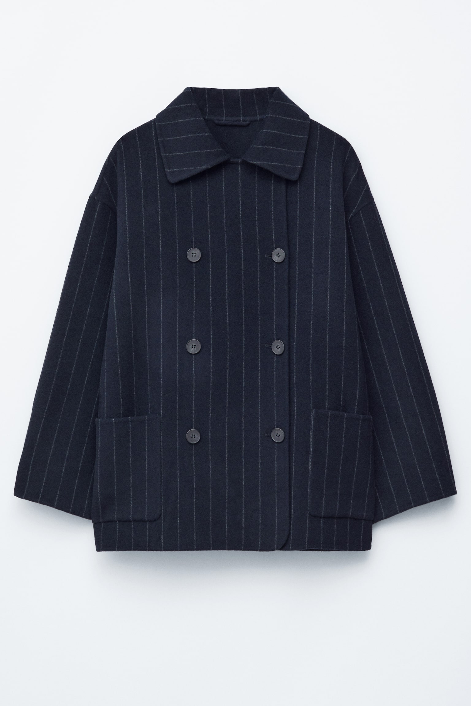 Kokonformet uldjakke - Marineblå nålestriber - 2