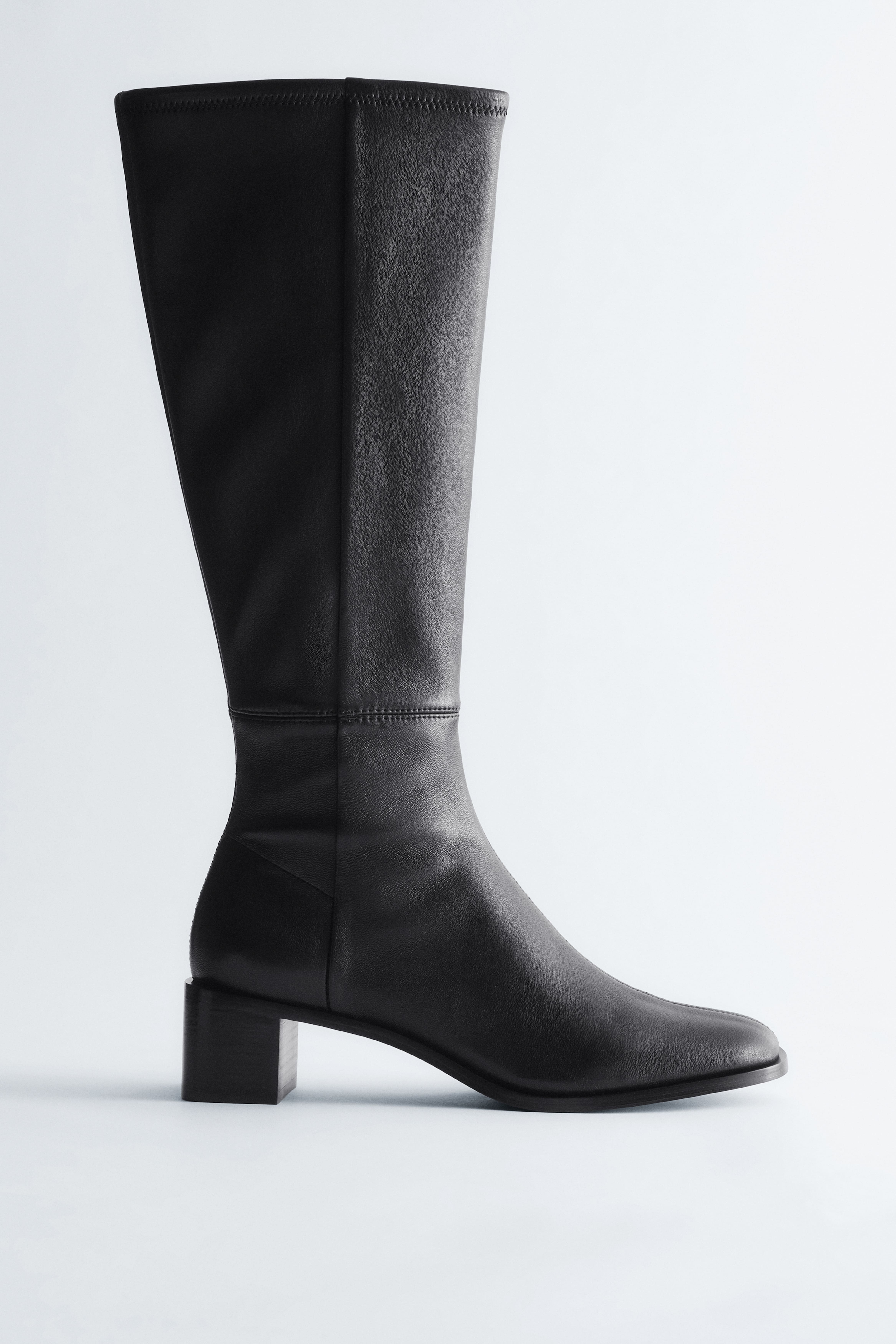 Kniehoge nappa soklaarzen - Zwart