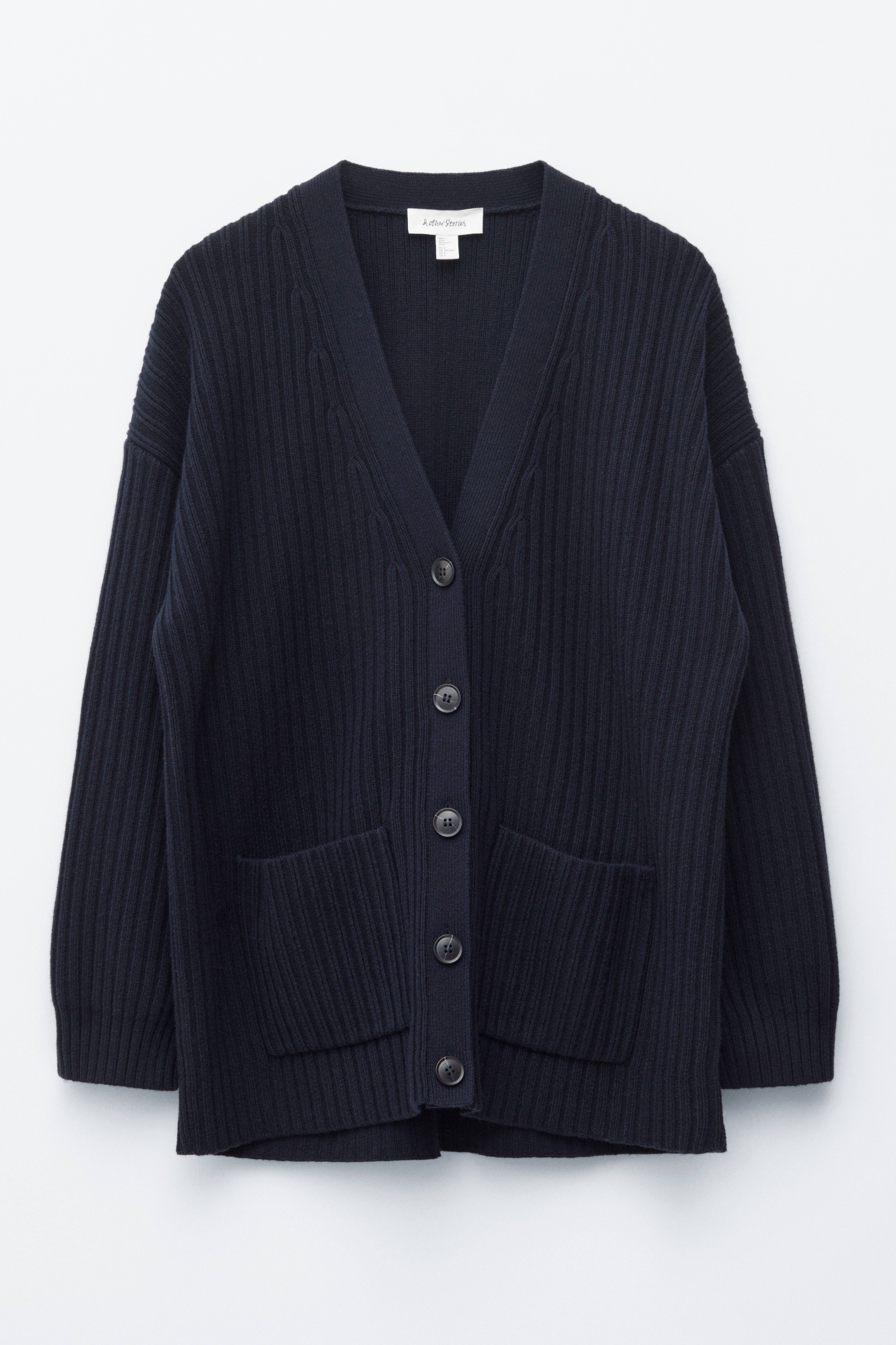 Rippstrickjacke - Dunkelblau
