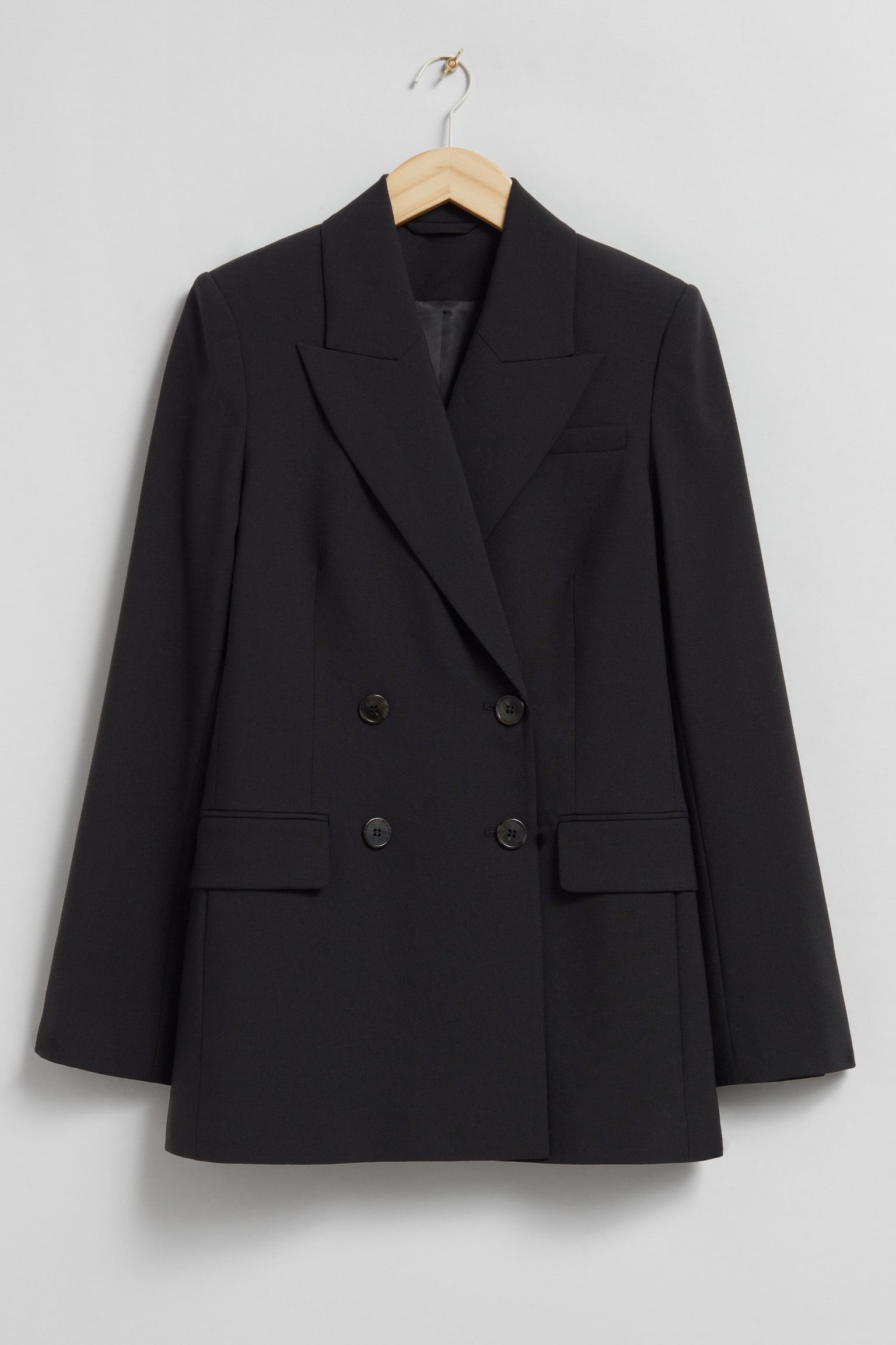 Tailored Wool Blazer - Black - 1