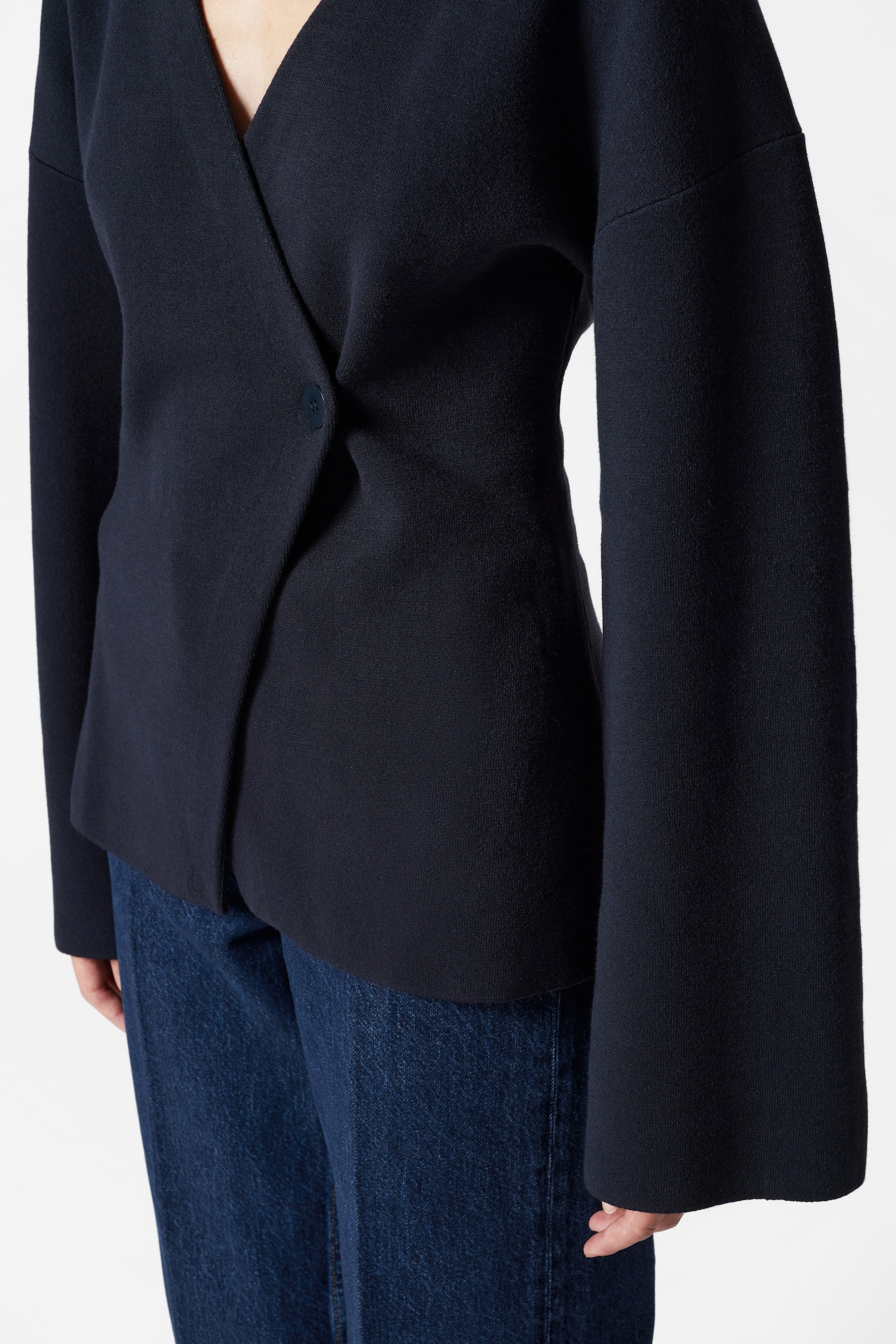 Asymmetric Cardigan - Navy - 3