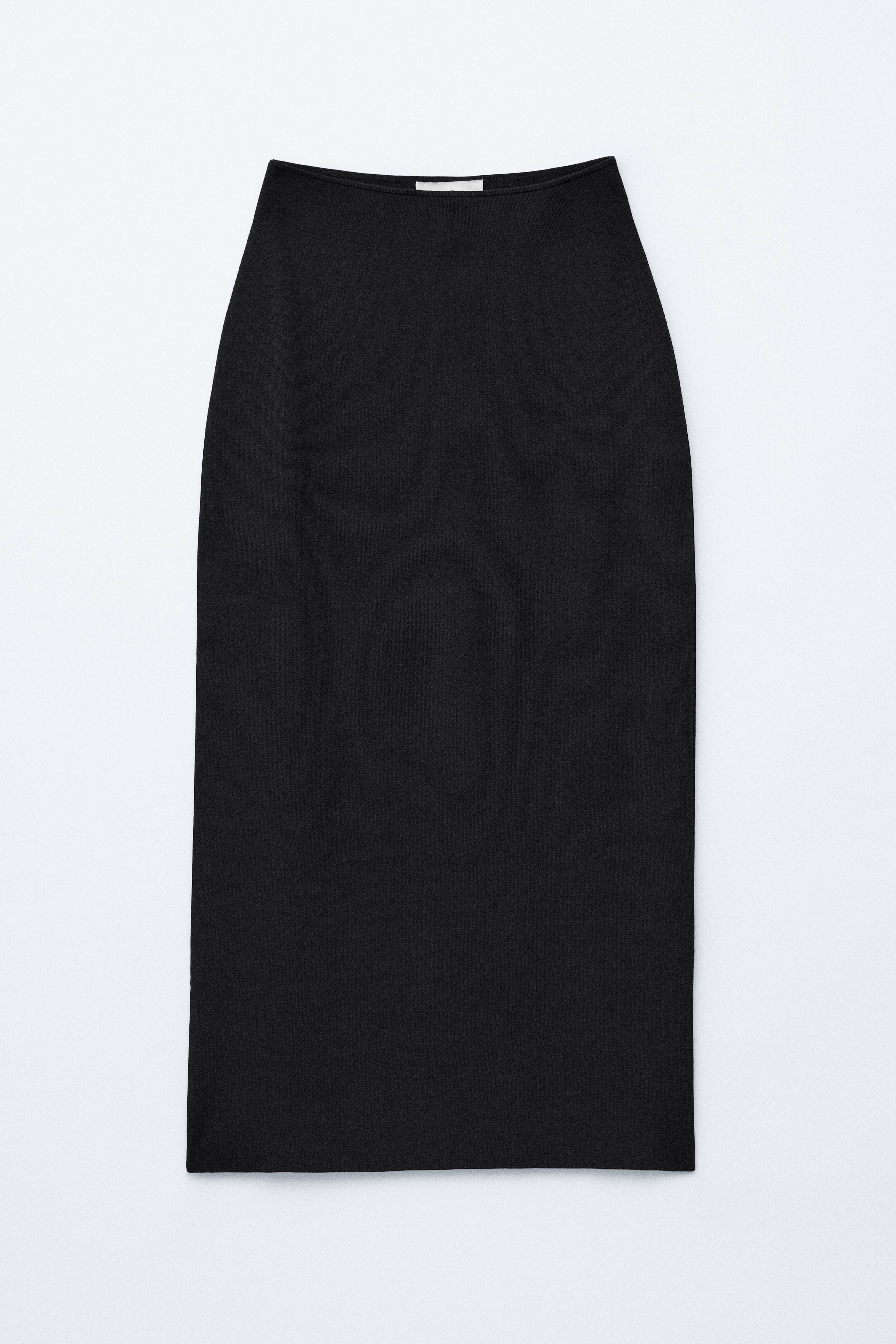 Jupe midi crayon en maille - Noir