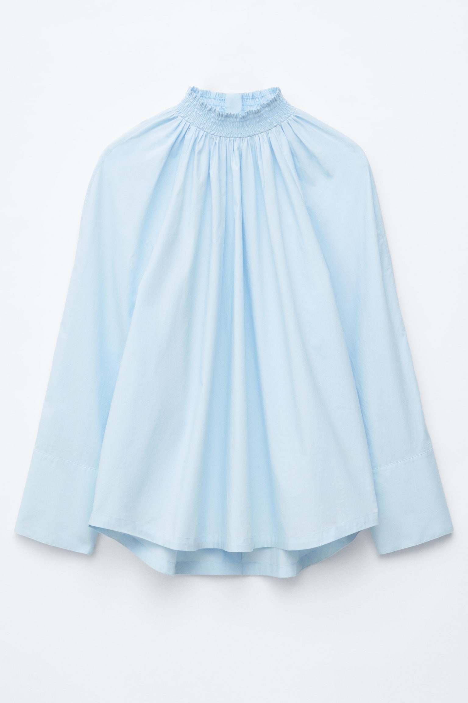 Μπλούζα με Σούρες και Όρθιο Γιακά - Ανοιχτό Μπλε - 2