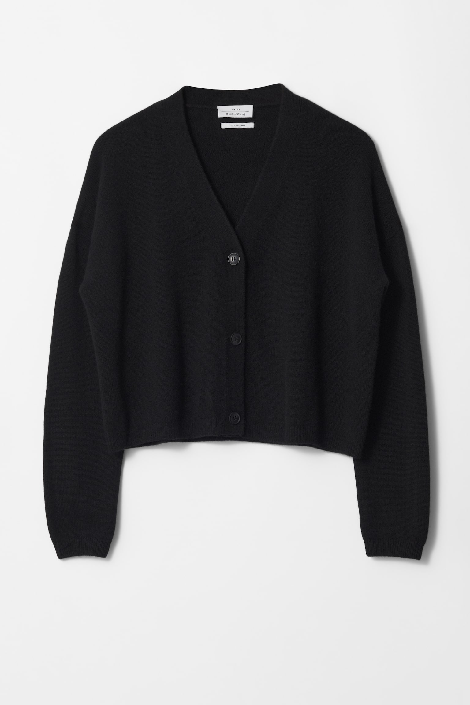 Oversized Cashmere Cardigan - Black/Mole - 2