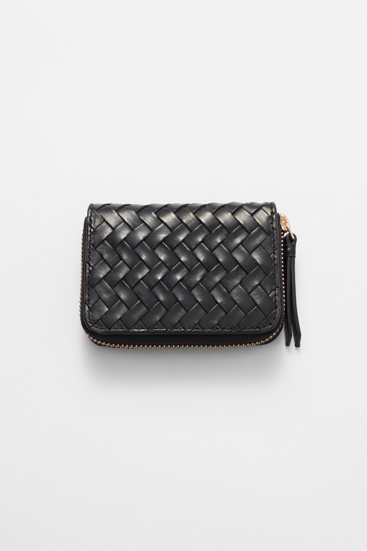 Braided Leather Wallet - Black/Brown - 1