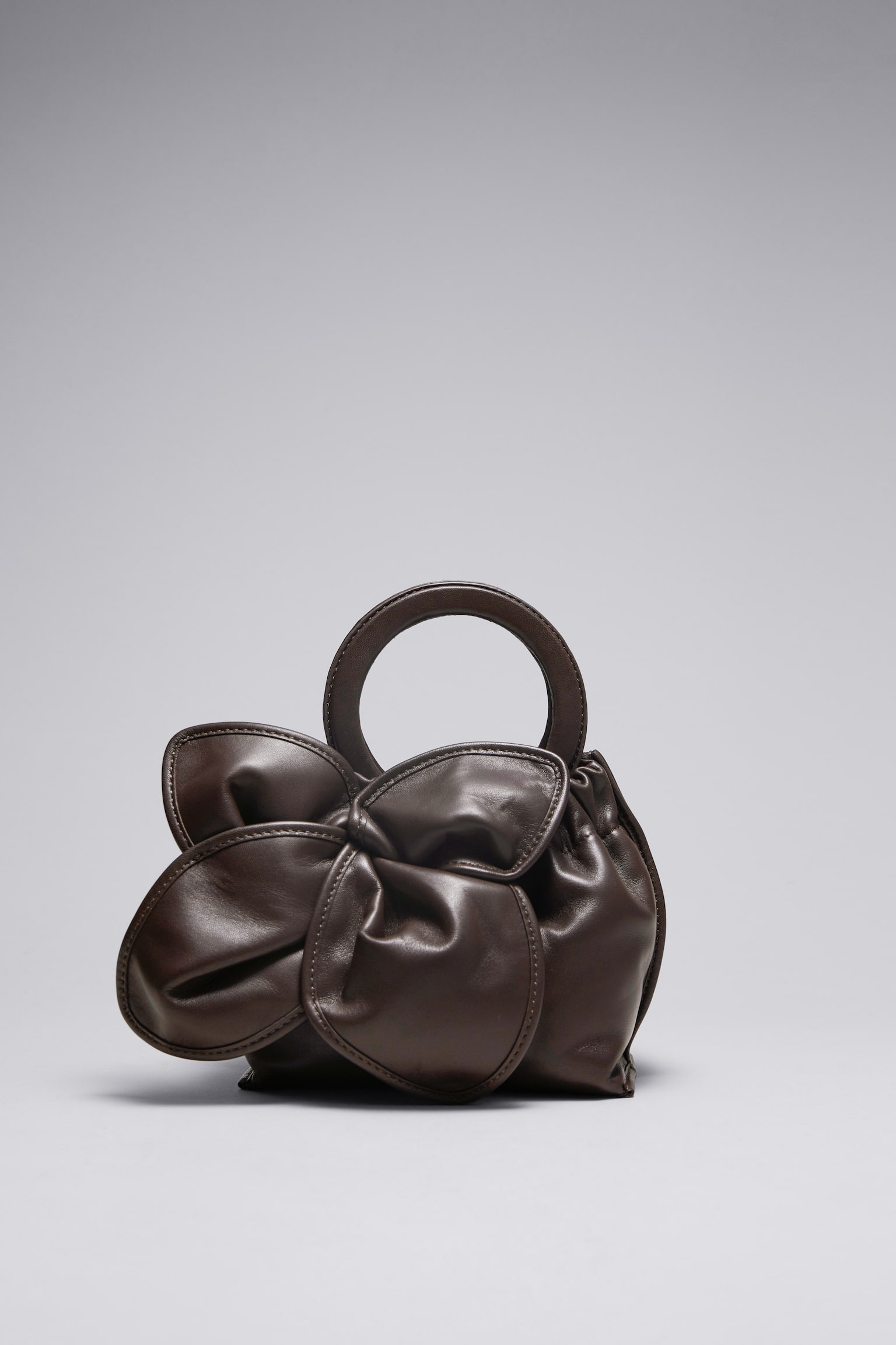 Leather Blossom Bag - Mahogany - 2