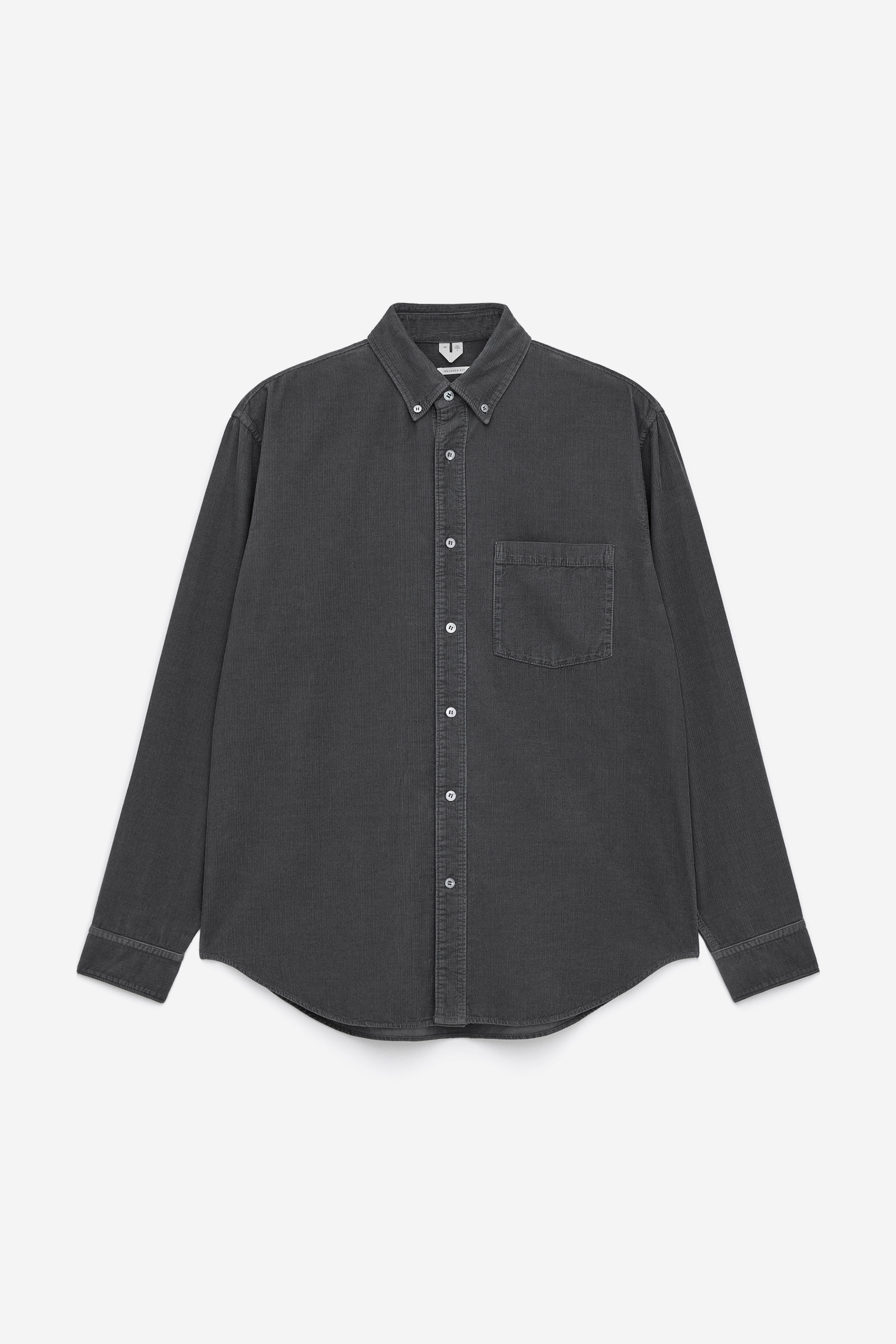 Camicia in velluto a coste dal taglio rilassato - Grigio scuro/Verde kaki