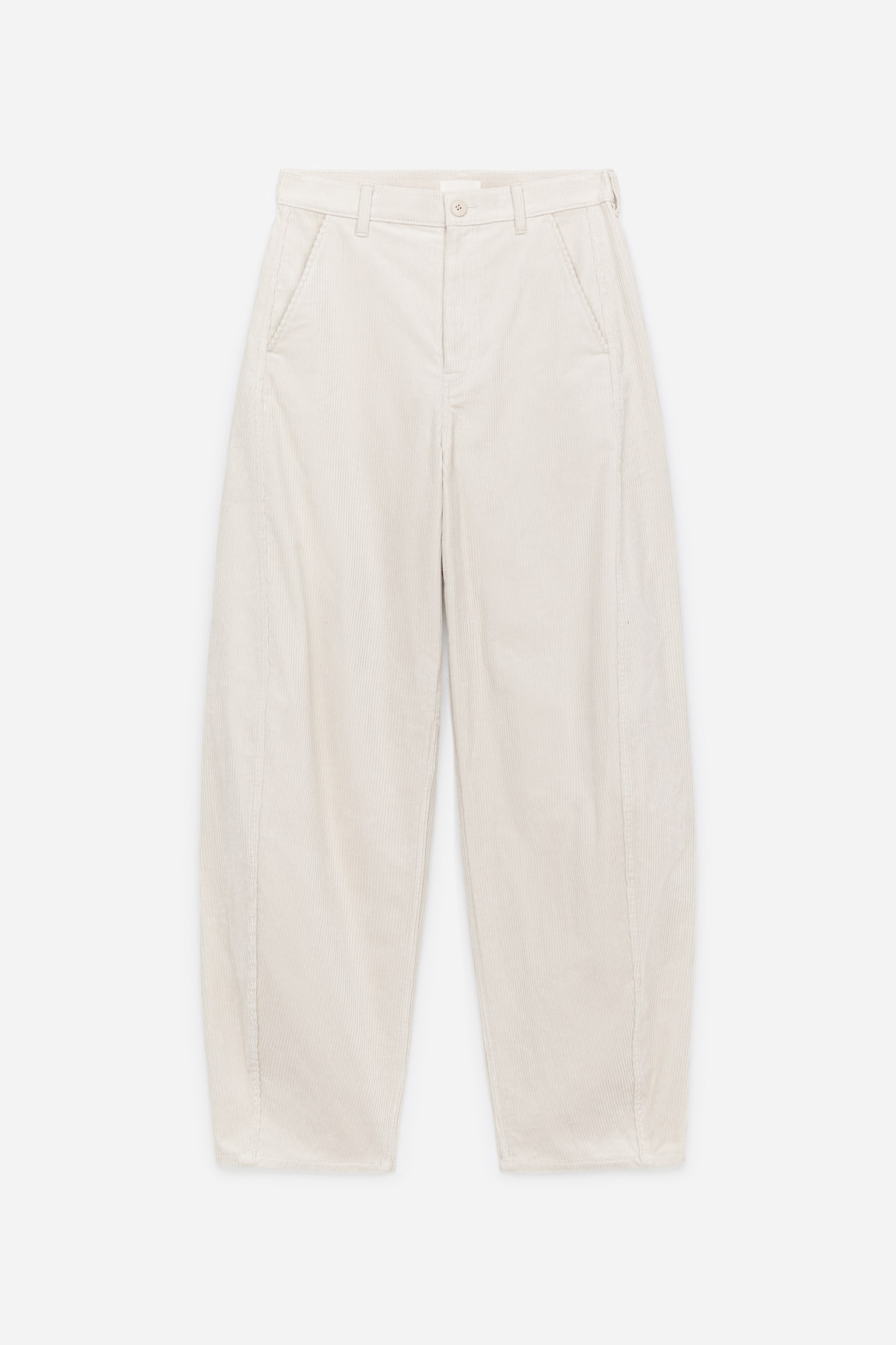Manchesterbyxor med barrel-legs - Ljusbeige/Mörkbrun - 2