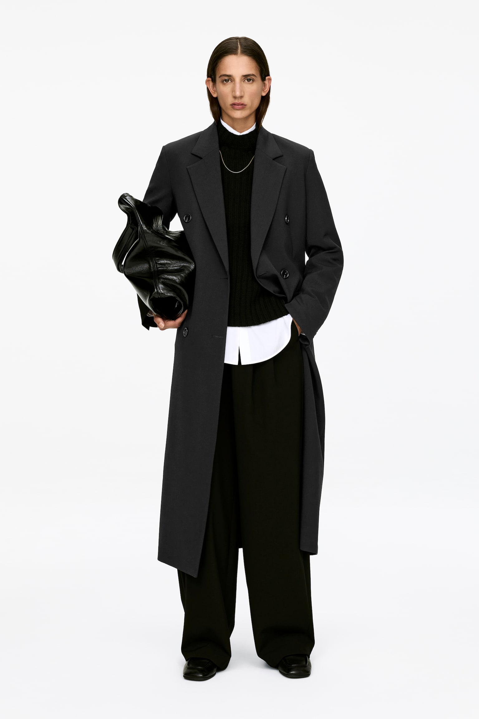 Schmaler Mantel - Schwarz - 1
