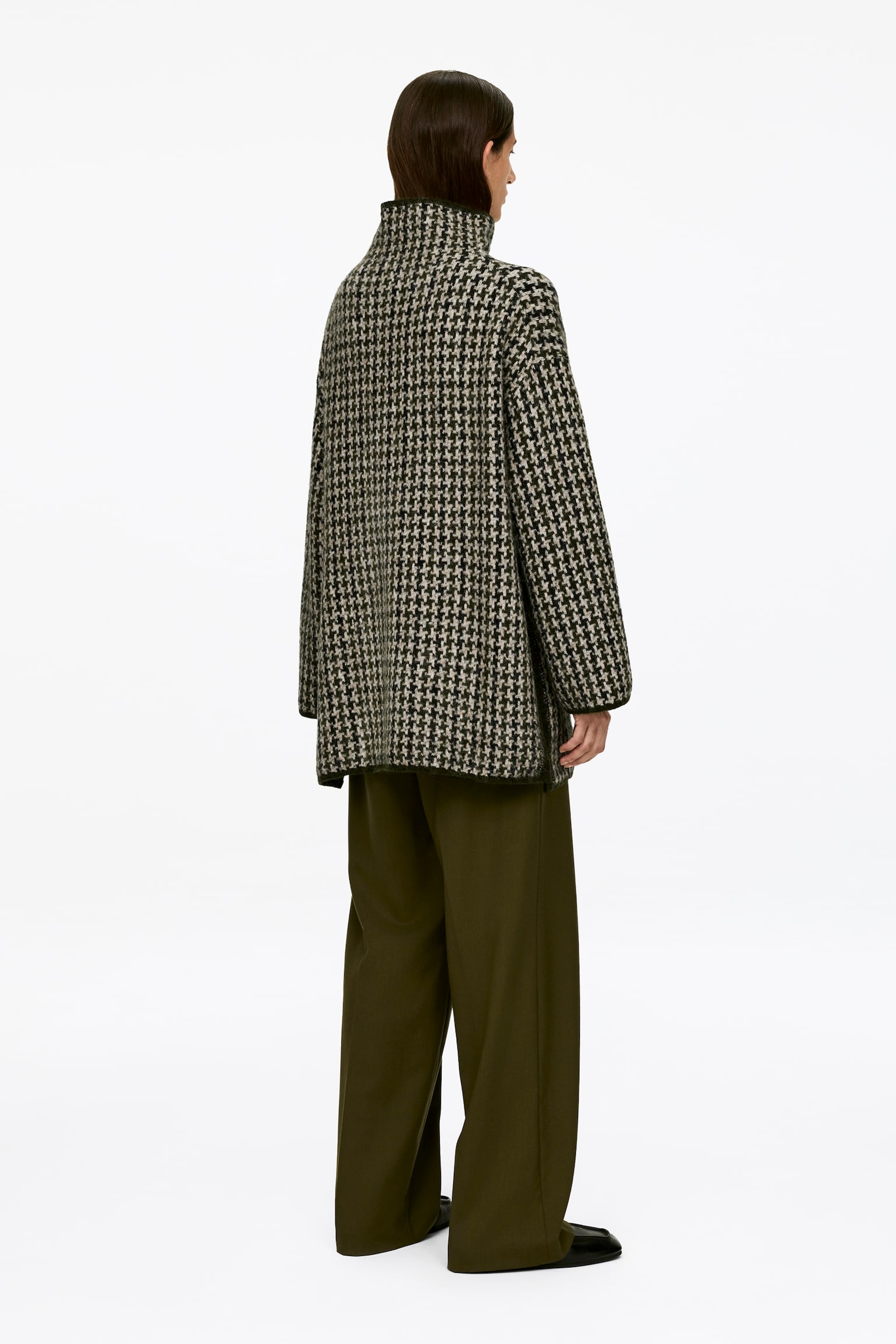 Pullover in Jacquardstrick - Beige/Hahnentritt - 4