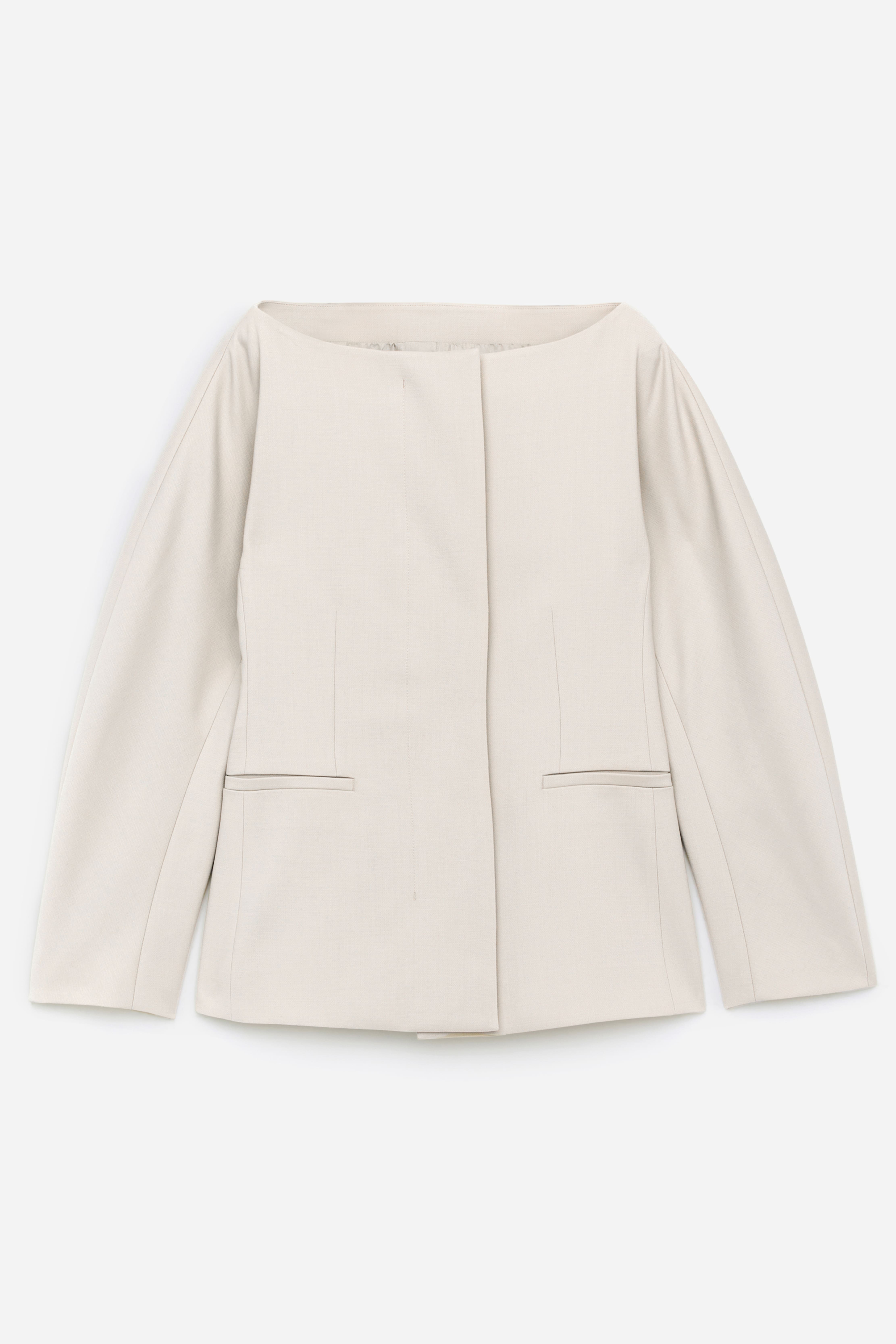 Blazer mit weitem Ausschnitt - Beige/Schwarz