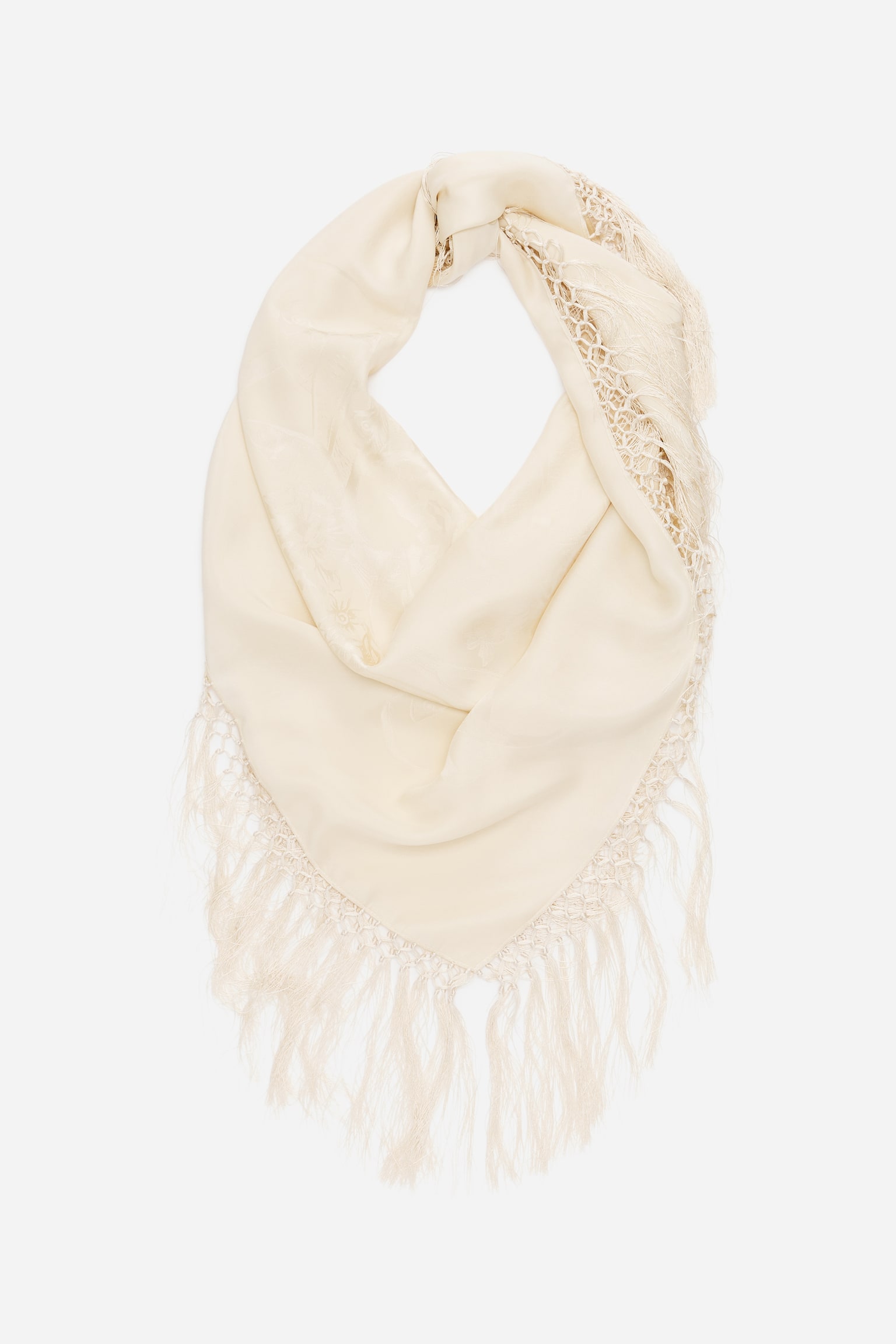 Silk Scarf - Beige - 2