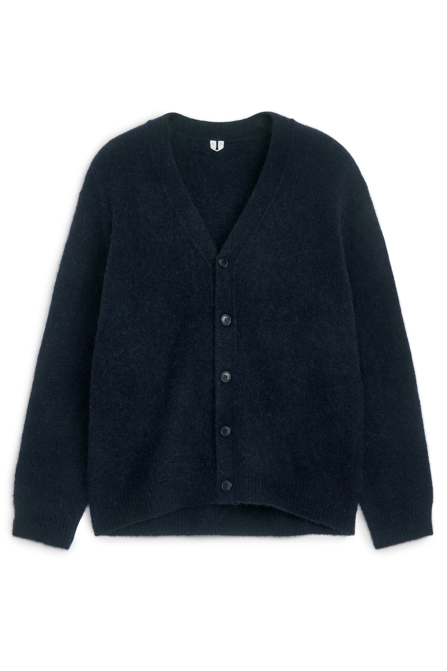 Wool-Alpaca Blend Cardigan - Dark Blue/Dark Beige/Black - 1