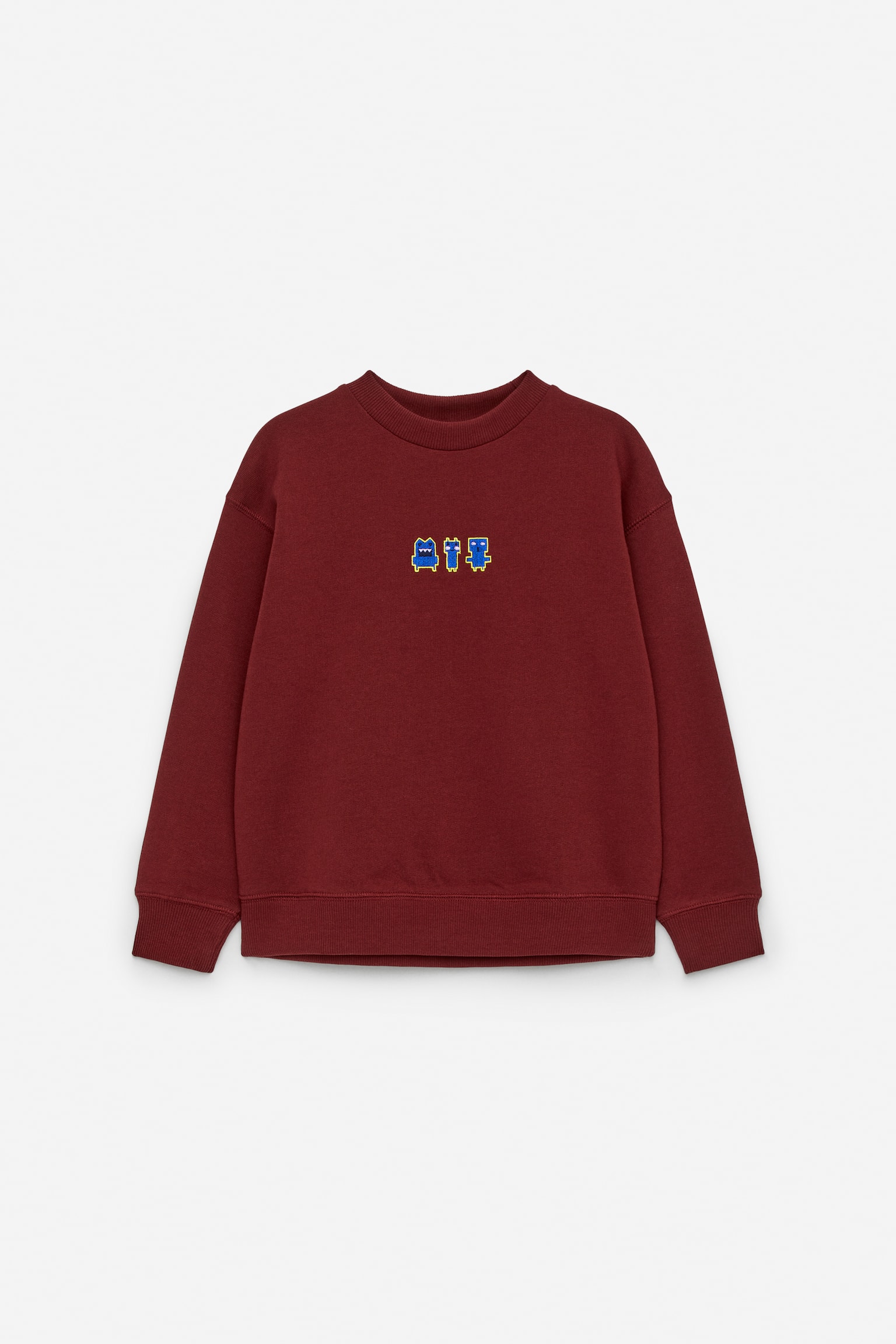 Embroidered Sweatshirt - Burgundy/Monsters/Grey/Monsters/Dusty Turquoise/Lynx/Grey