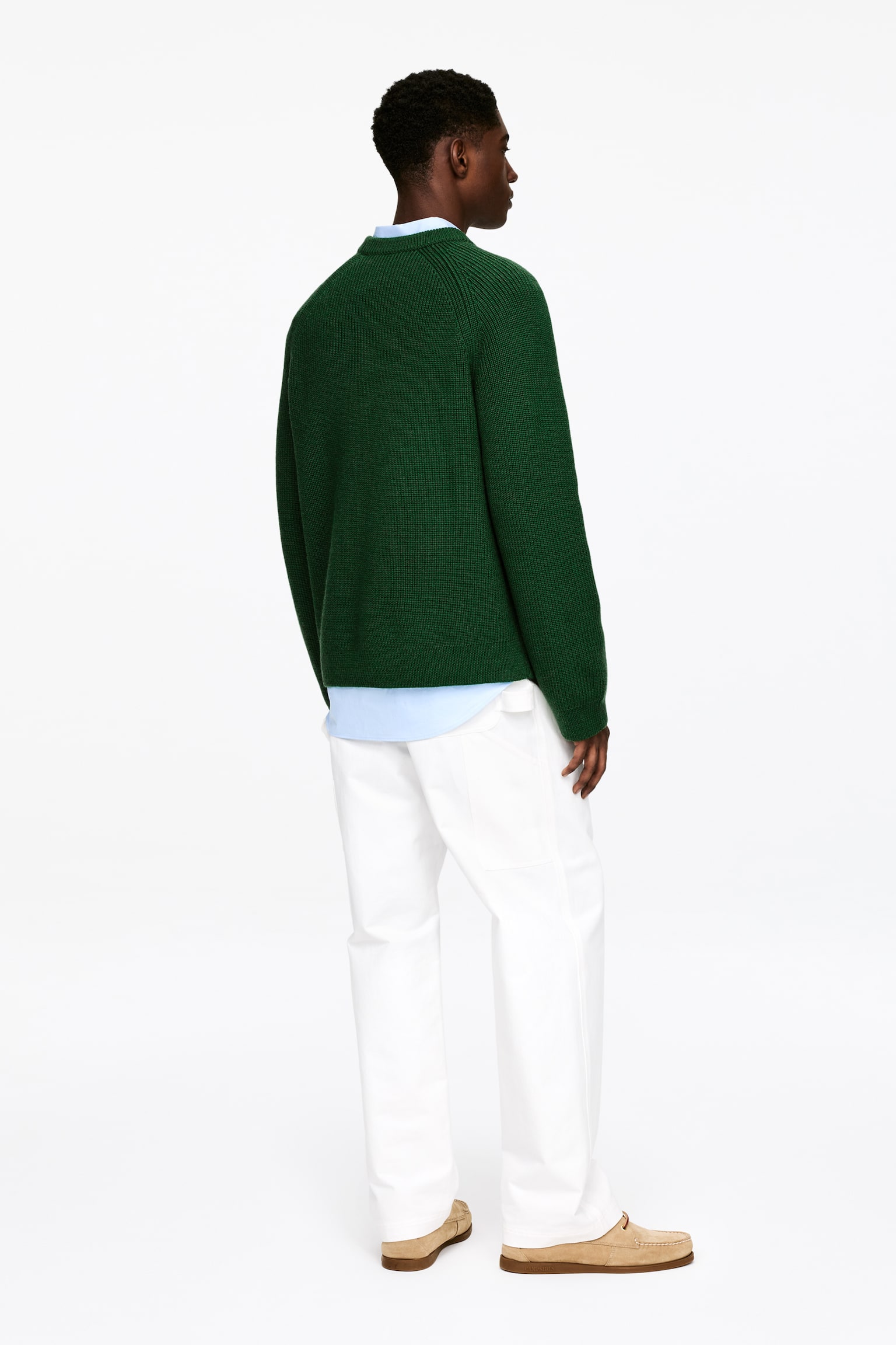 Lockerer Wollpullover - Dunkelgrün/Dunkelblau - 6