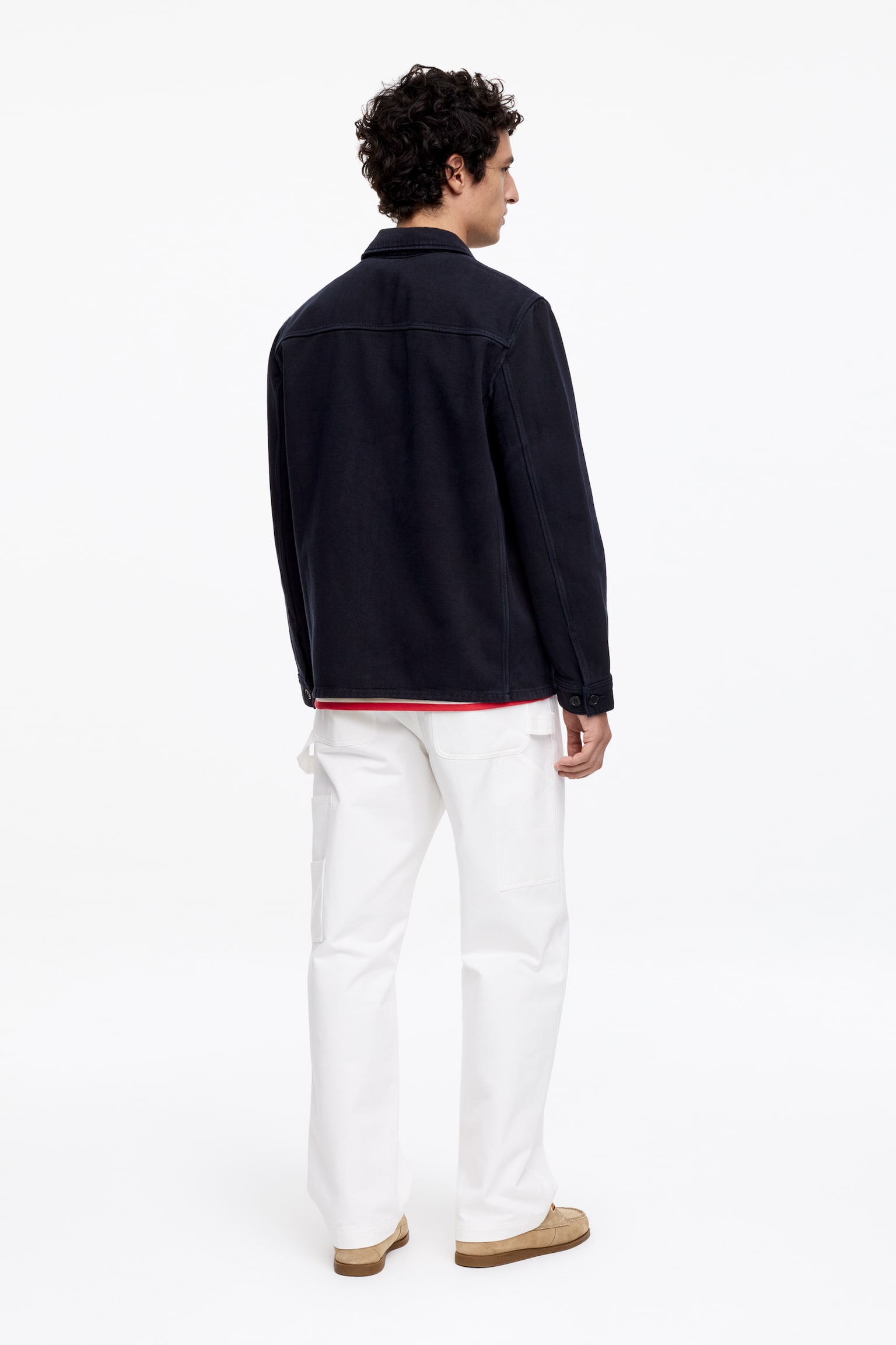 Overshirt i bomullstwill - Mörkblå/Grön - 5