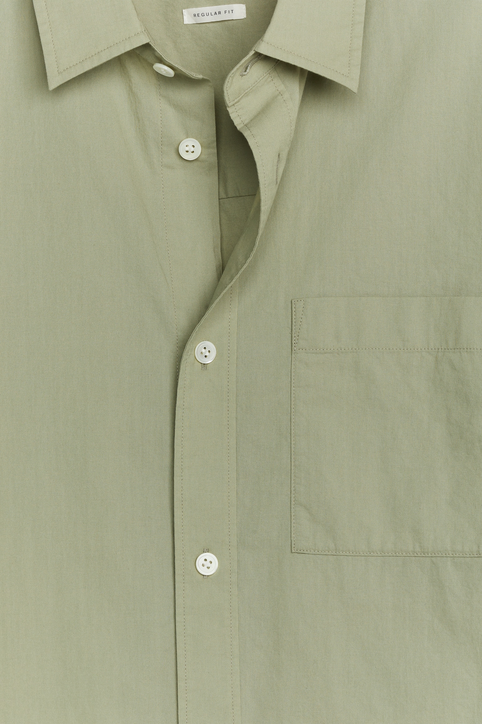 Relaxed Poplin Shirt - Khaki Green/Ecru - 2