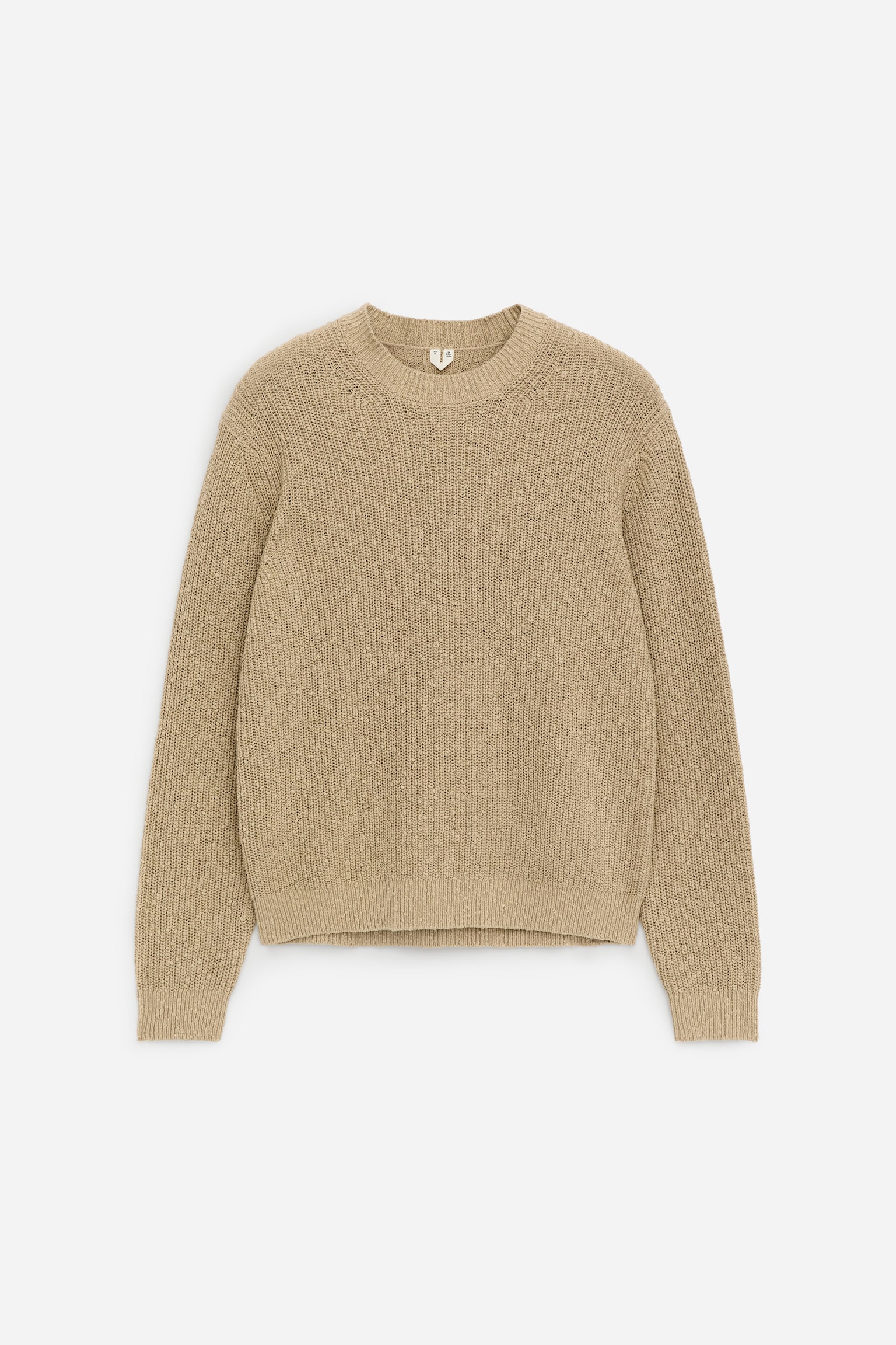 Genser i bomulls- og linblanding - Beige - 2