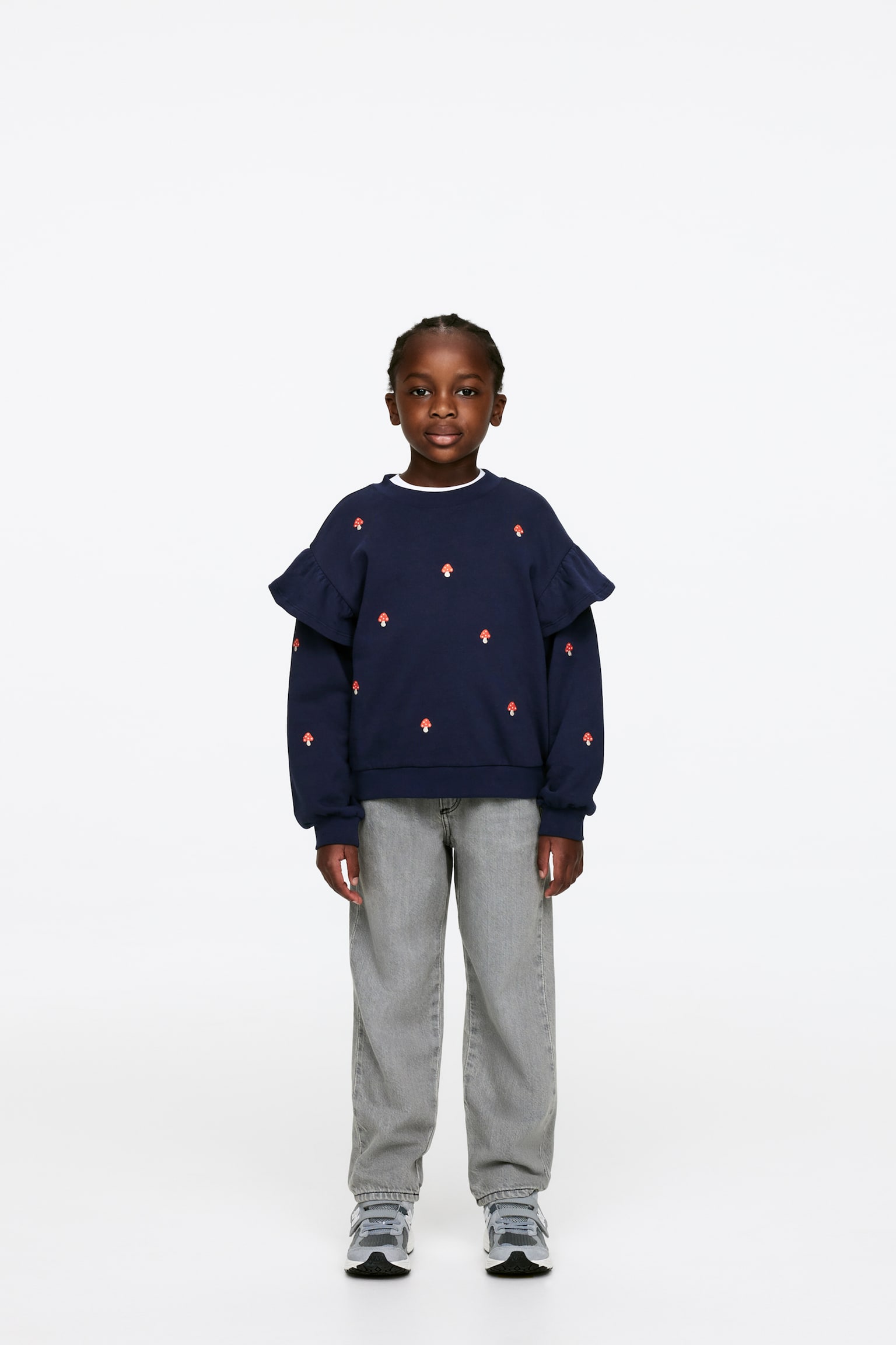 Frill Sweatshirt - Dark Blue/Mushrooms/Lilac - 1