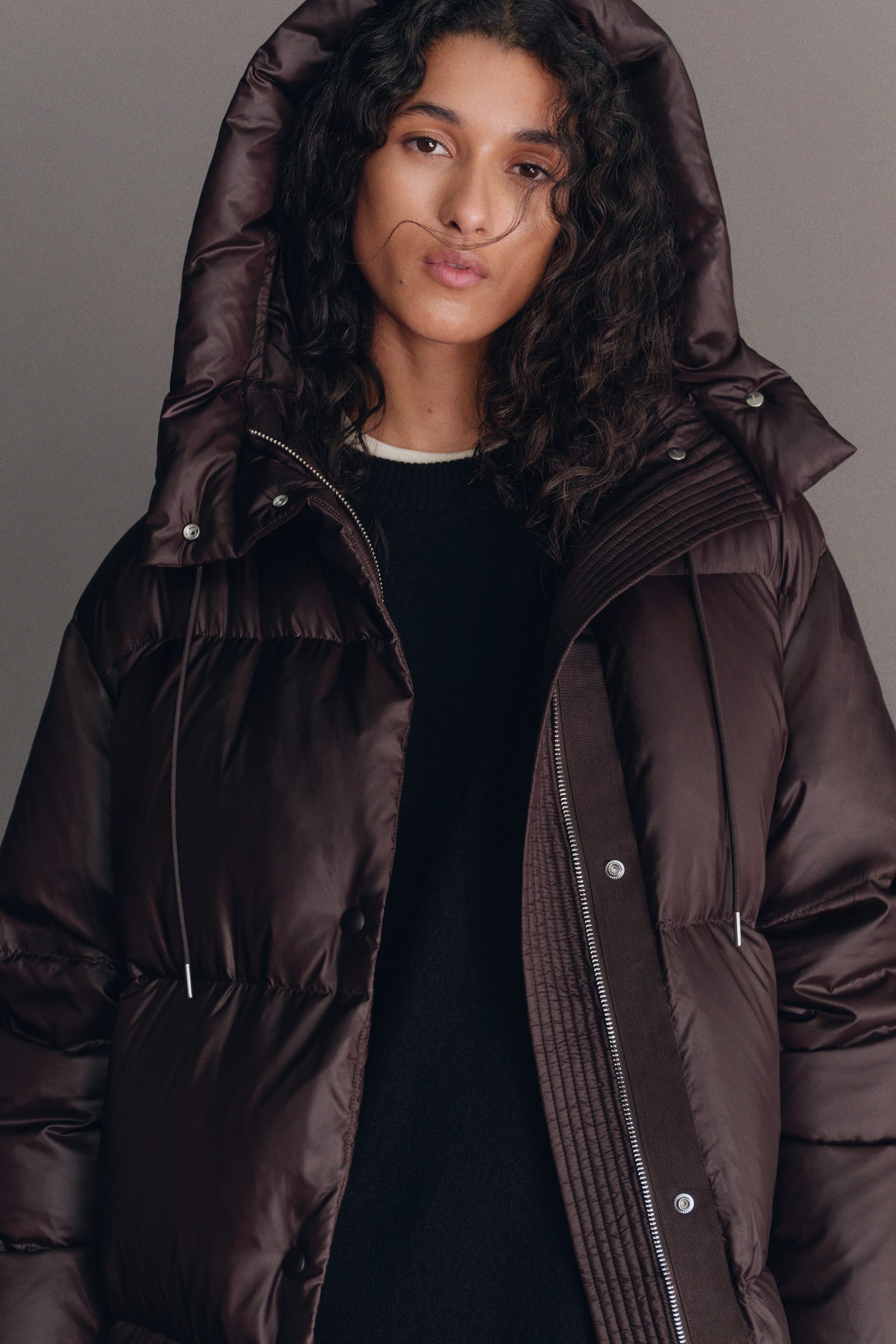 Langer Upcycled Down Mantel - Braun - 5