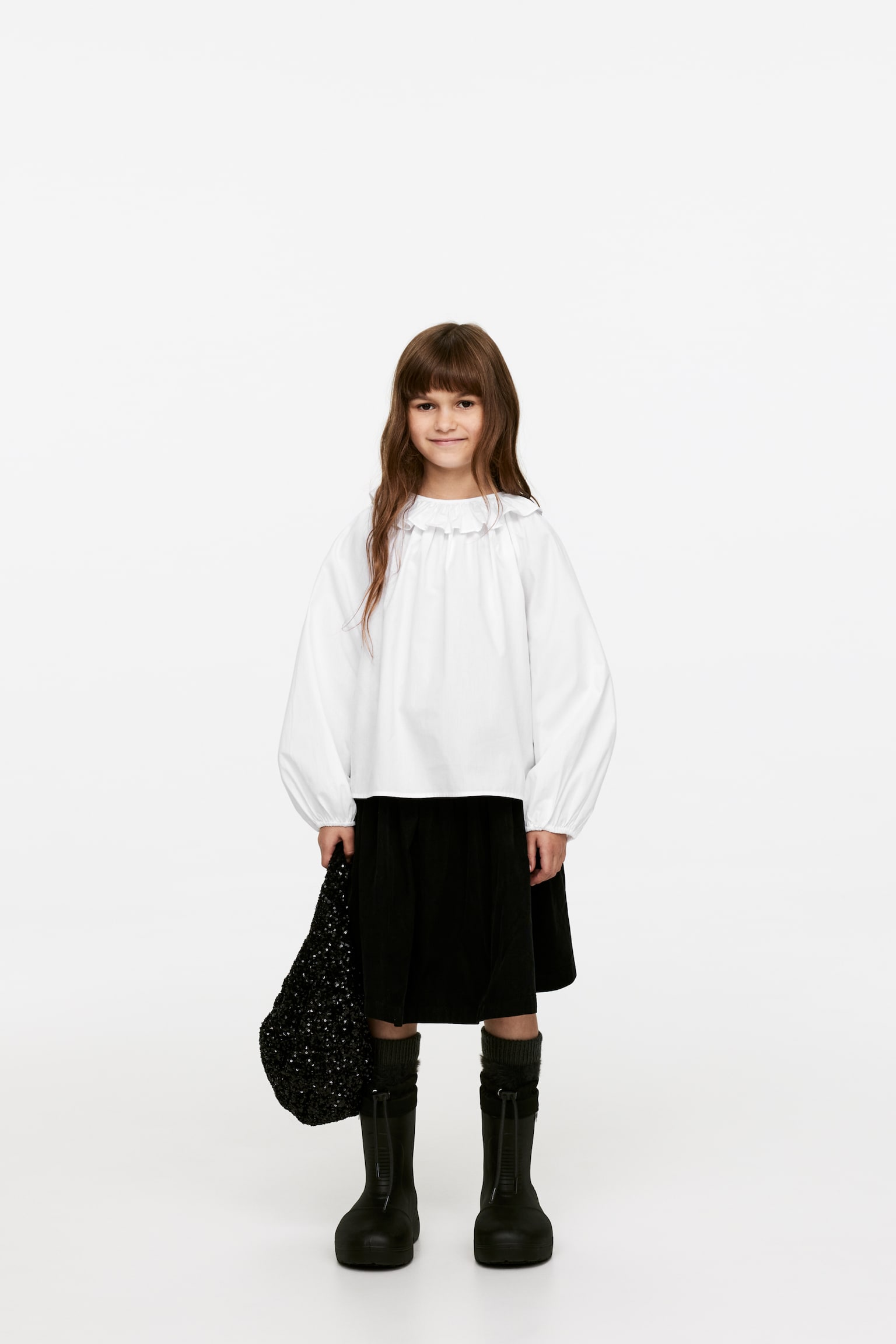 Frill-Collar Blouse - White - 2