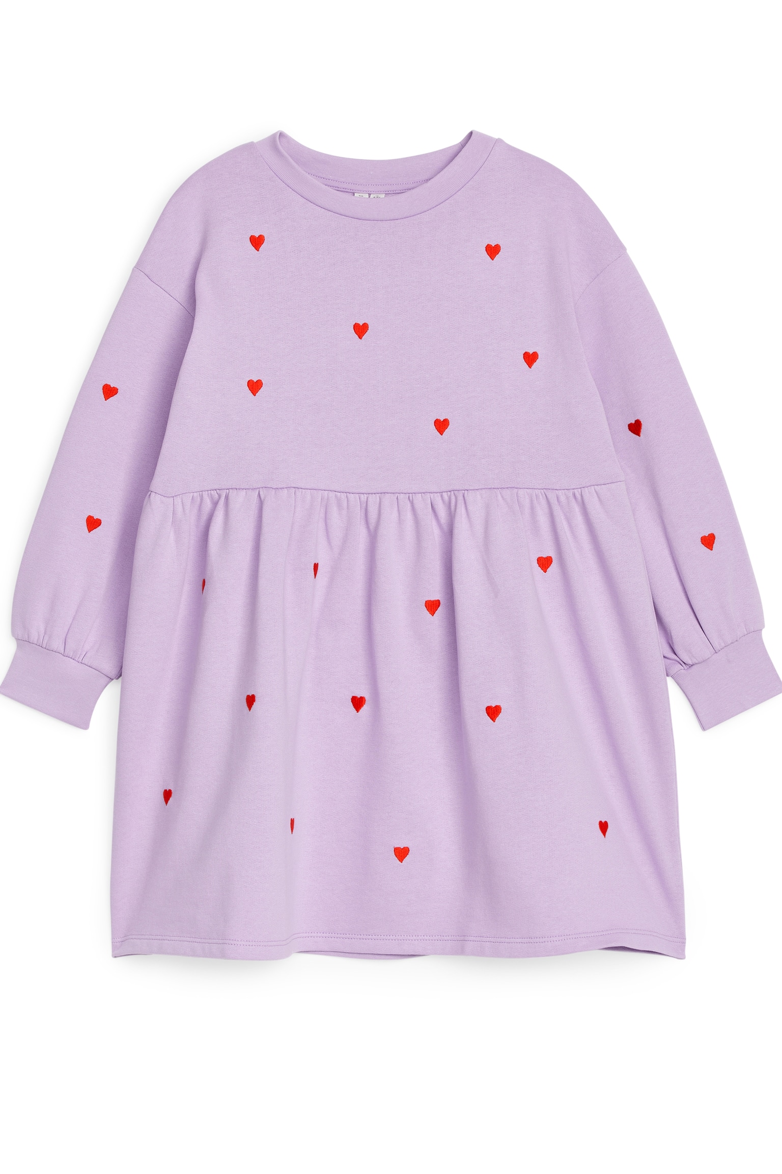 Embroidered Sweatshirt Dress - Lilac/Red Hearts/Pink/Mushrooms/Lilac - 1