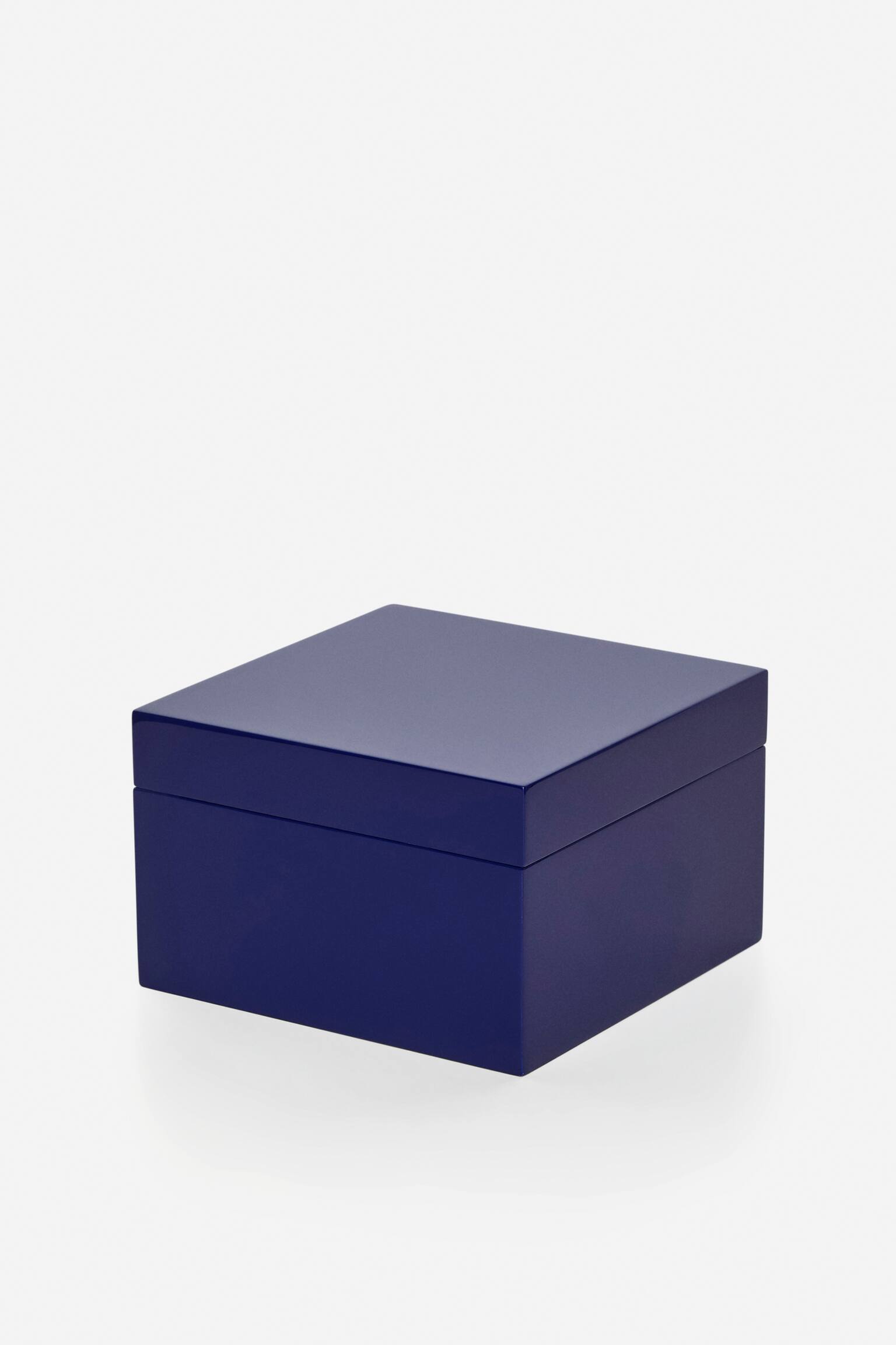 Boîte laquée 17 cm x 17 cm - Bleu vif/Rouge - 1