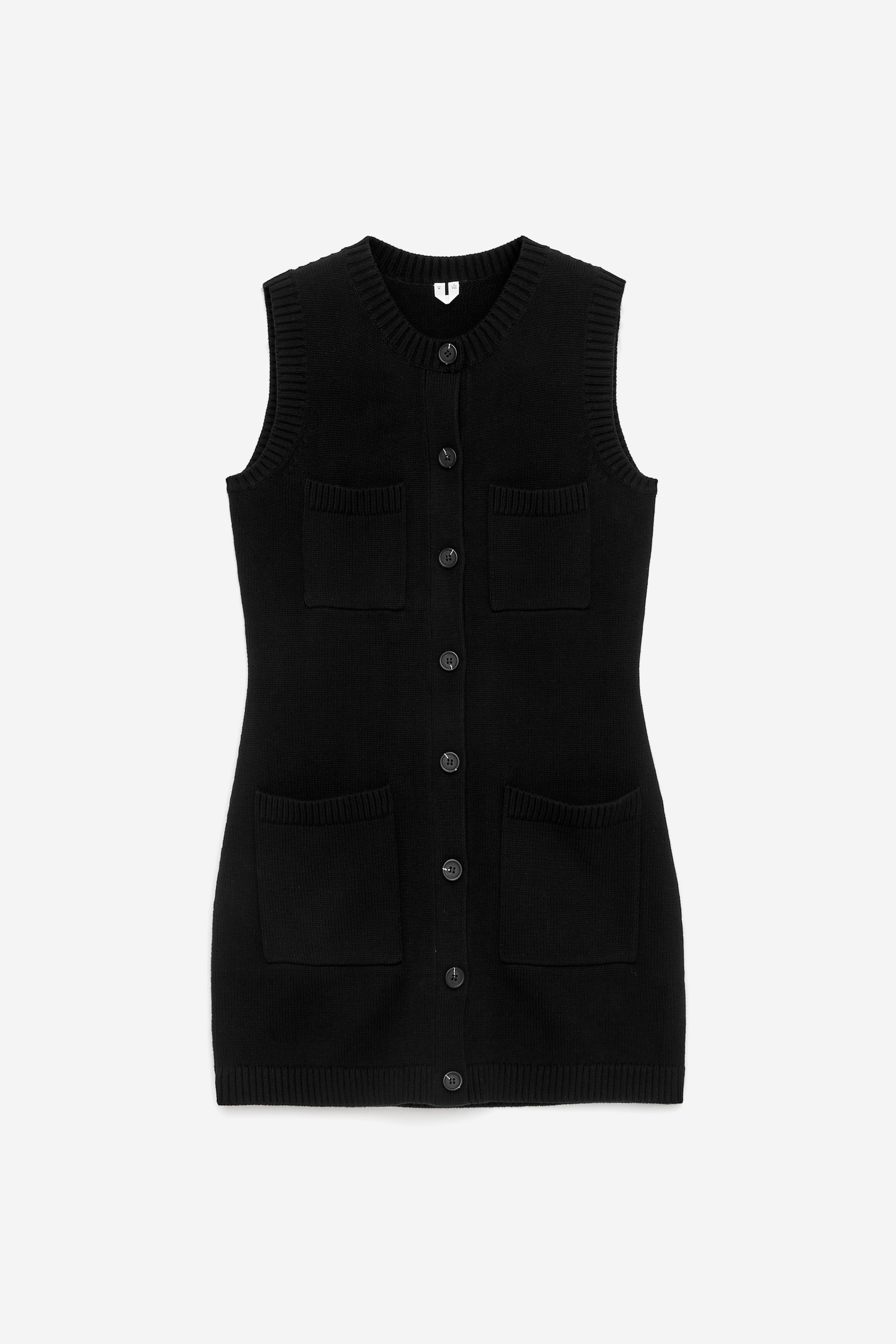 Mouwloze gebreide jurk - Zwart