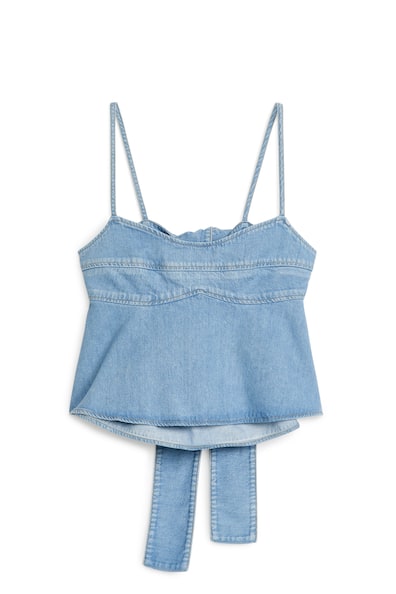 Denim Strap Top - Sweetheart neckline - Sleeveless - Blue - Ladies | H&M GB