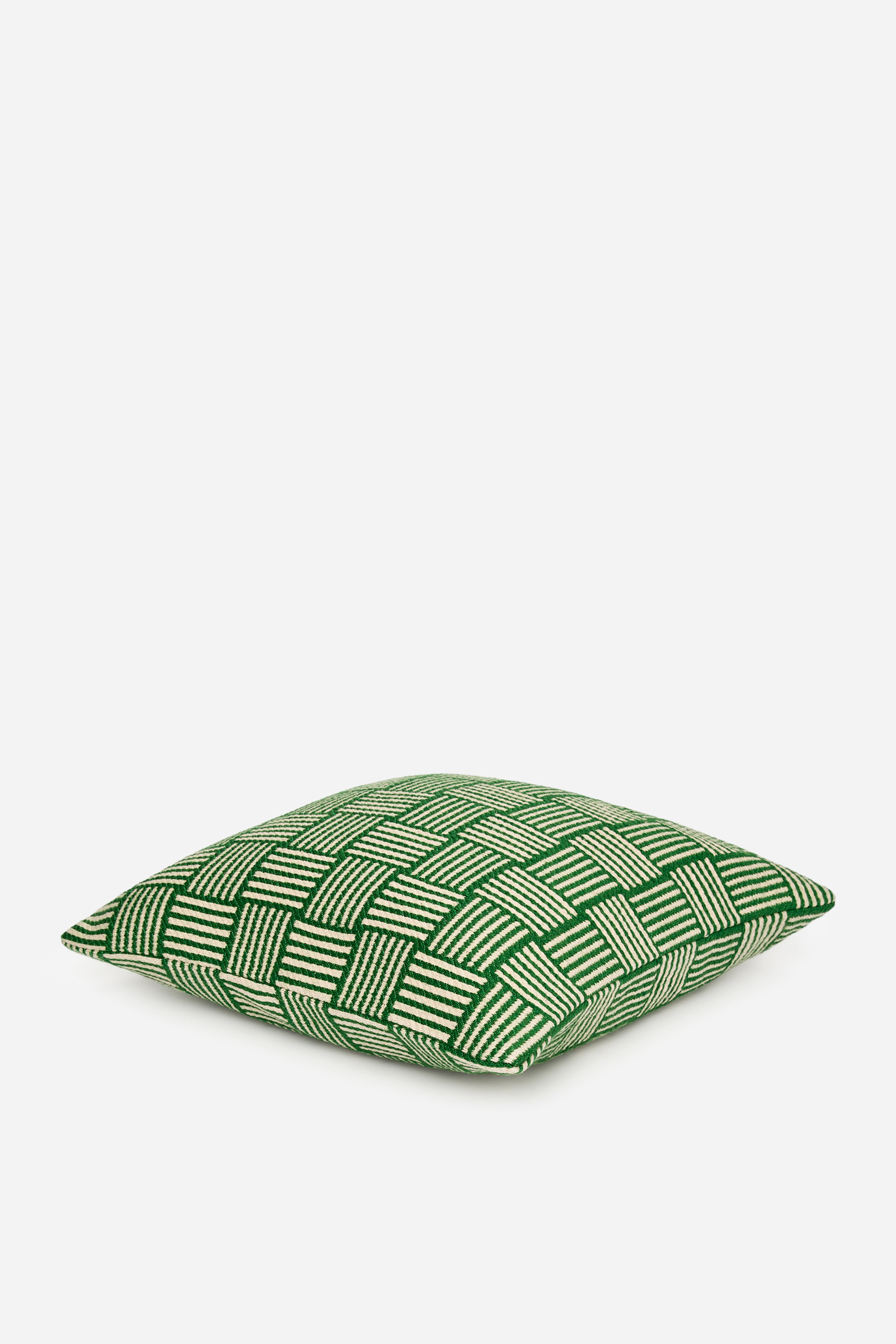 Housse de coussin en coton et laine 50 x 50 cm - Vert/Bleu/Rose