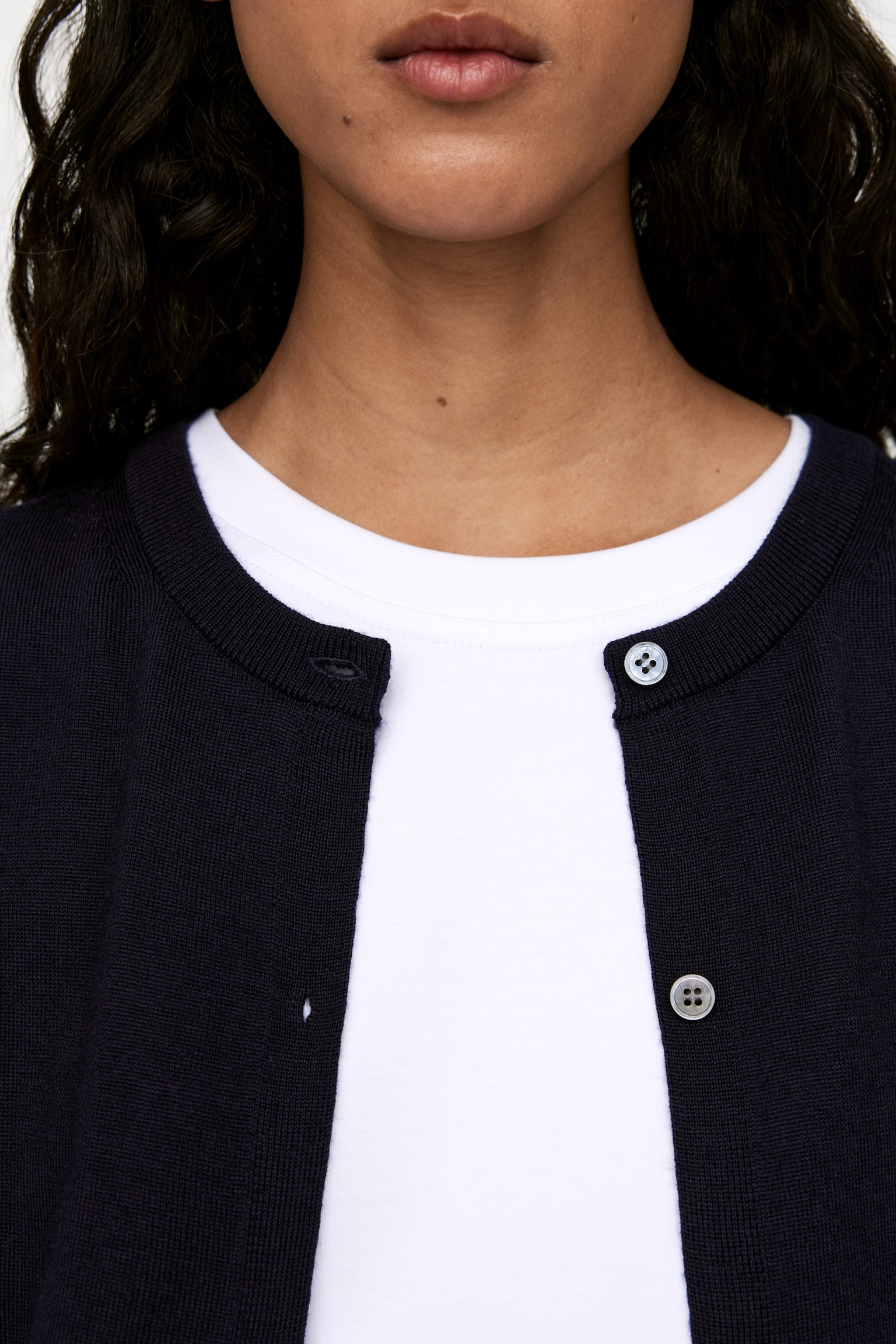 Merino Wool Cardigan - Dark Blue/Black/Grey - 4