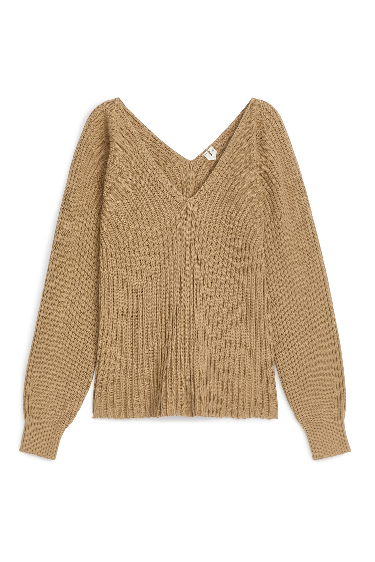 Rib-Knitted Cotton Jumper - Dark Beige - 2