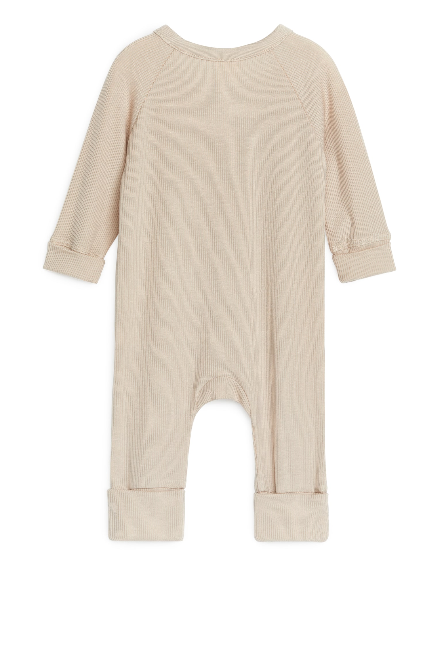 Newborn Smooth Rib Pyjama - Beige - 2