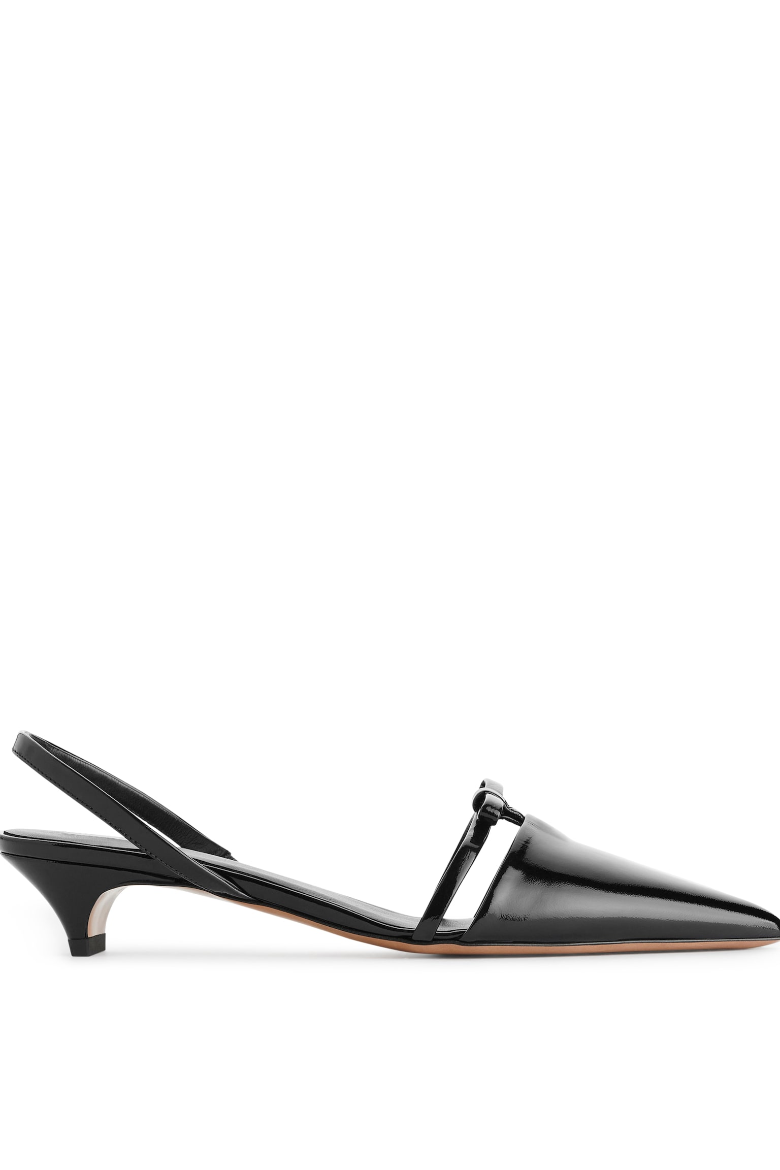 Slingback Leather Pumps - Black - 2