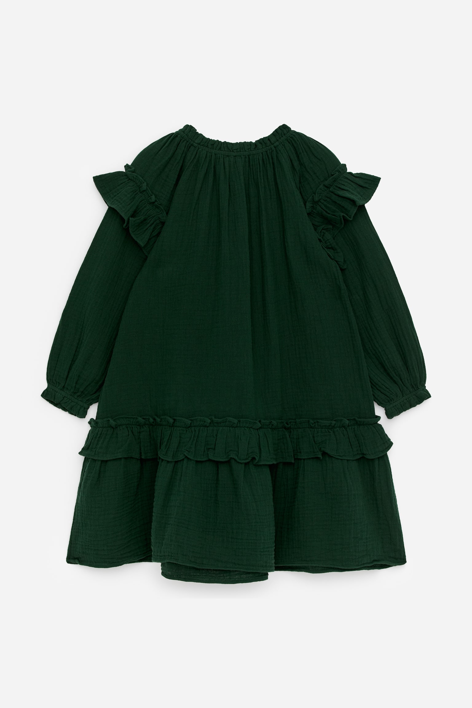 Rochie din muselină de bumbac - Verde închis/Mov - 4