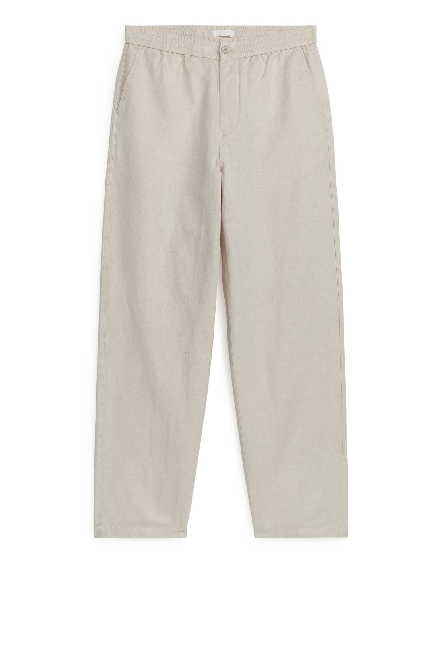 Linen Drawstring Trousers - Light Grey/Light Beige - 1